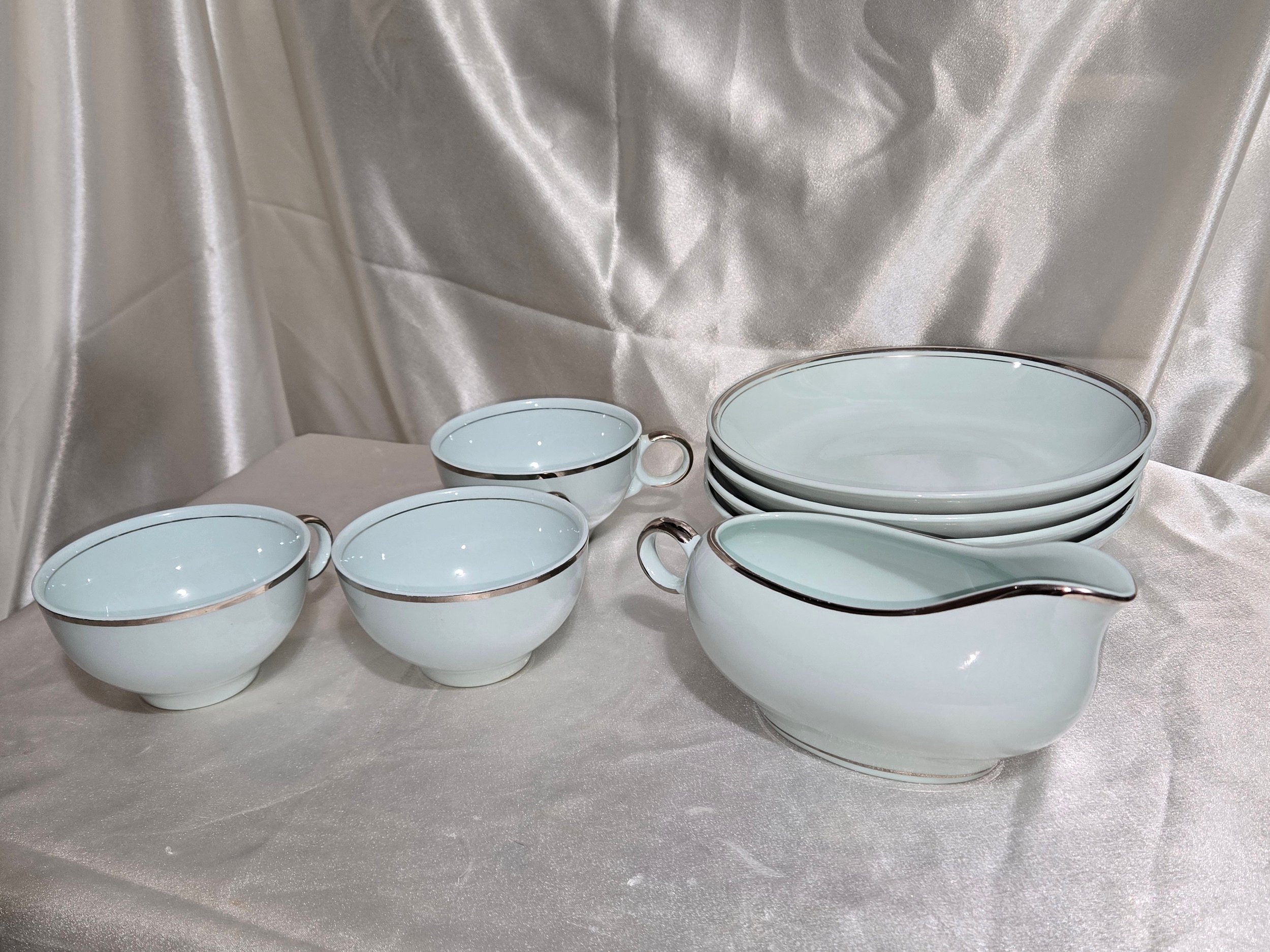 Vintage Ballerina Mist Pottery Serving Set 1940s USA