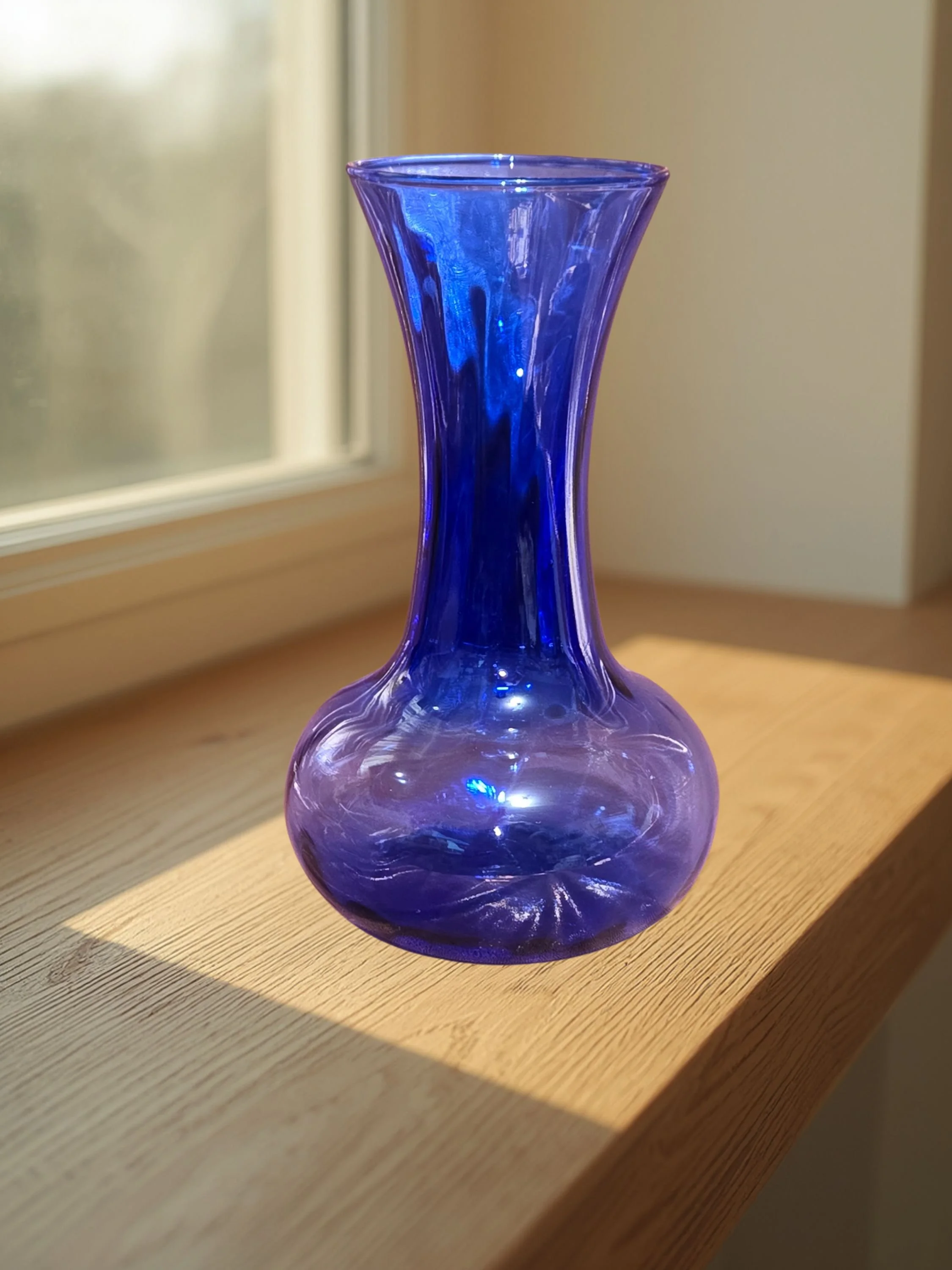 Vintage Cobalt Blue Glass Vase Indiana Glass Illusions MCM Art Glass Bud Vase