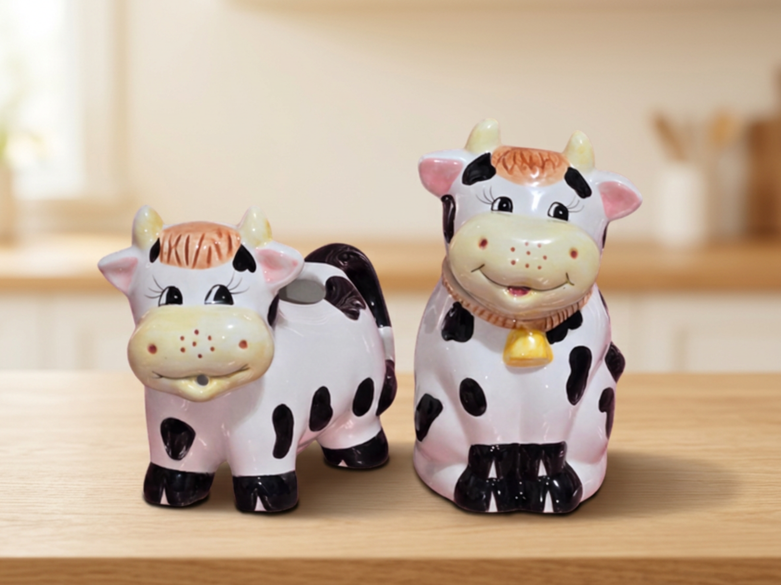 Vintage Holstein Cow Creamer Sugar Set Ceramic Farmhouse Kitchen Decor