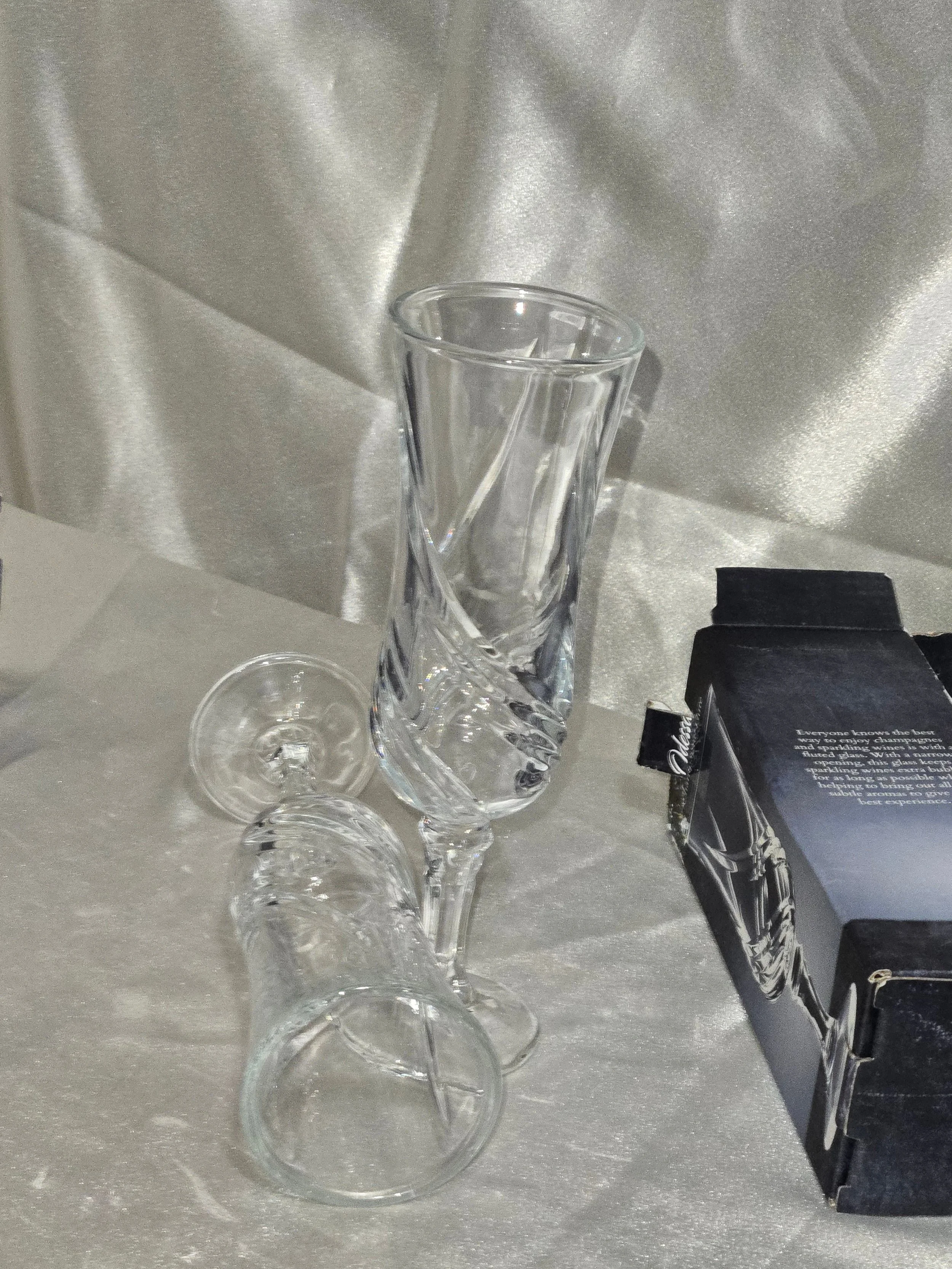 Odessa champagne flutes with original boxes for storage or gifting