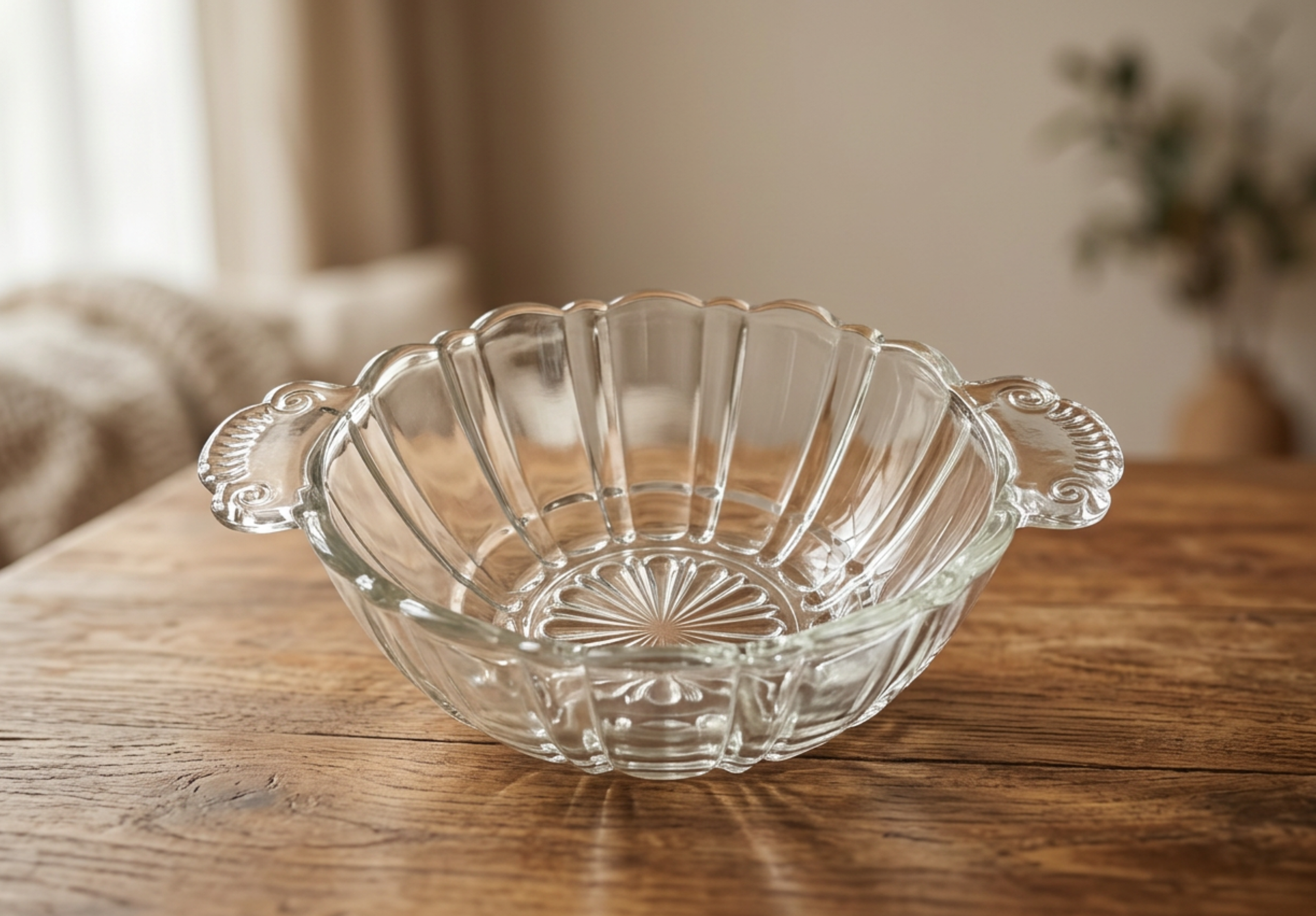 Vintage Anchor Hocking Old Cafe Candy Dish Base • 1930s Depression Glass Handled Bowl