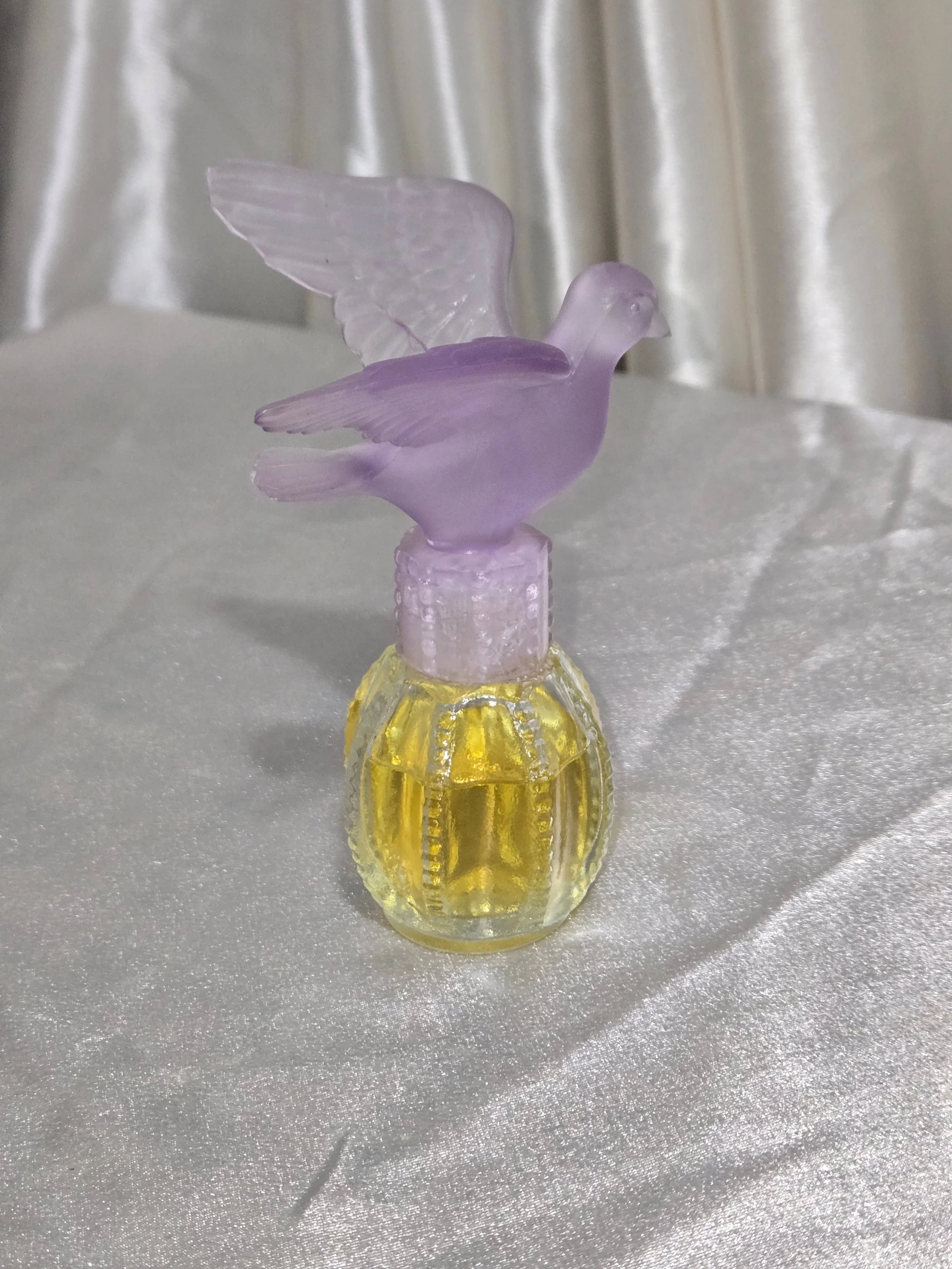 Vintage Avon Delager Royal Dove Perfume Bottle Purple Frosted Glass 1980s