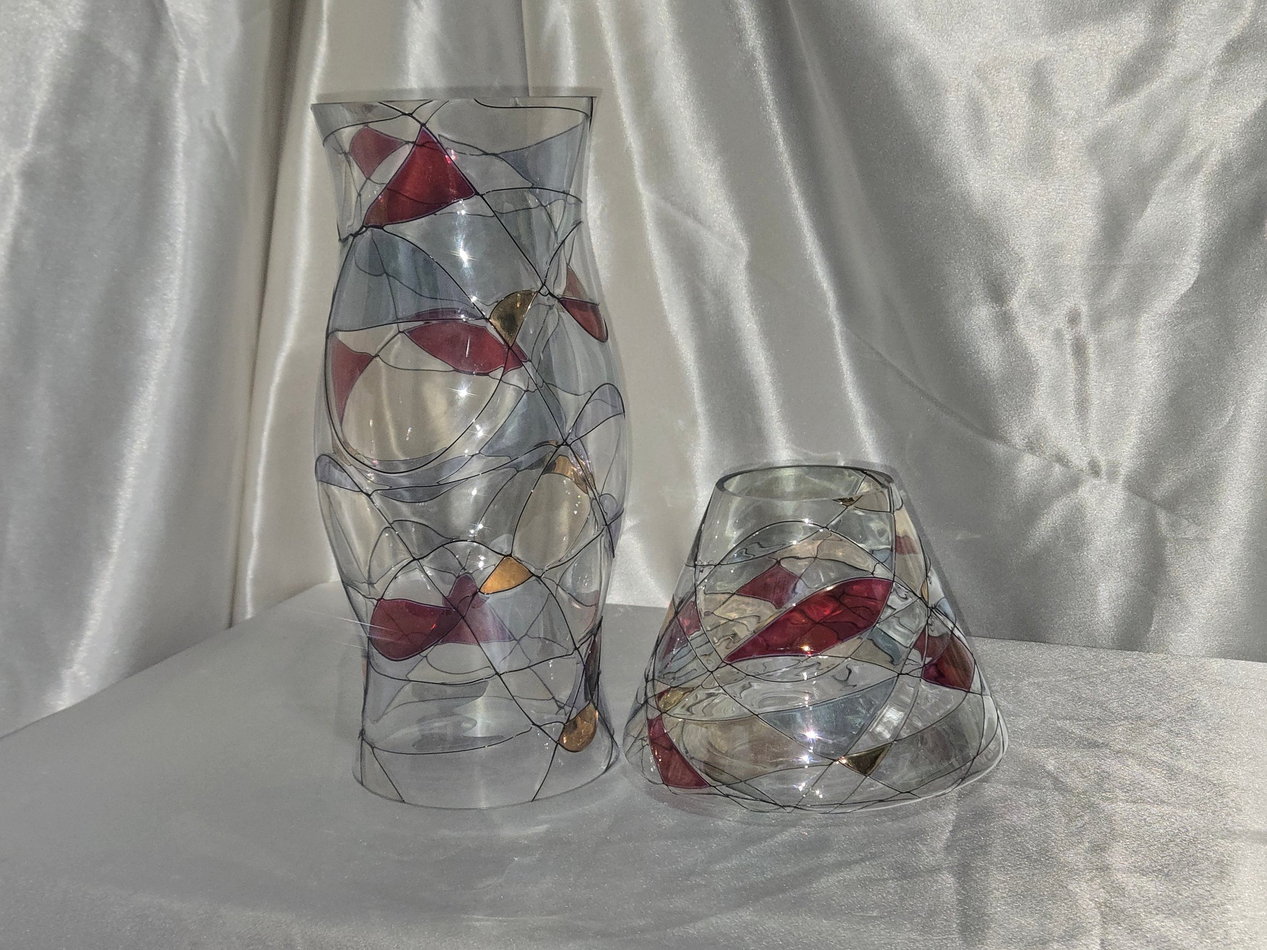 Tall and short glass hurricane candle sleeves décor