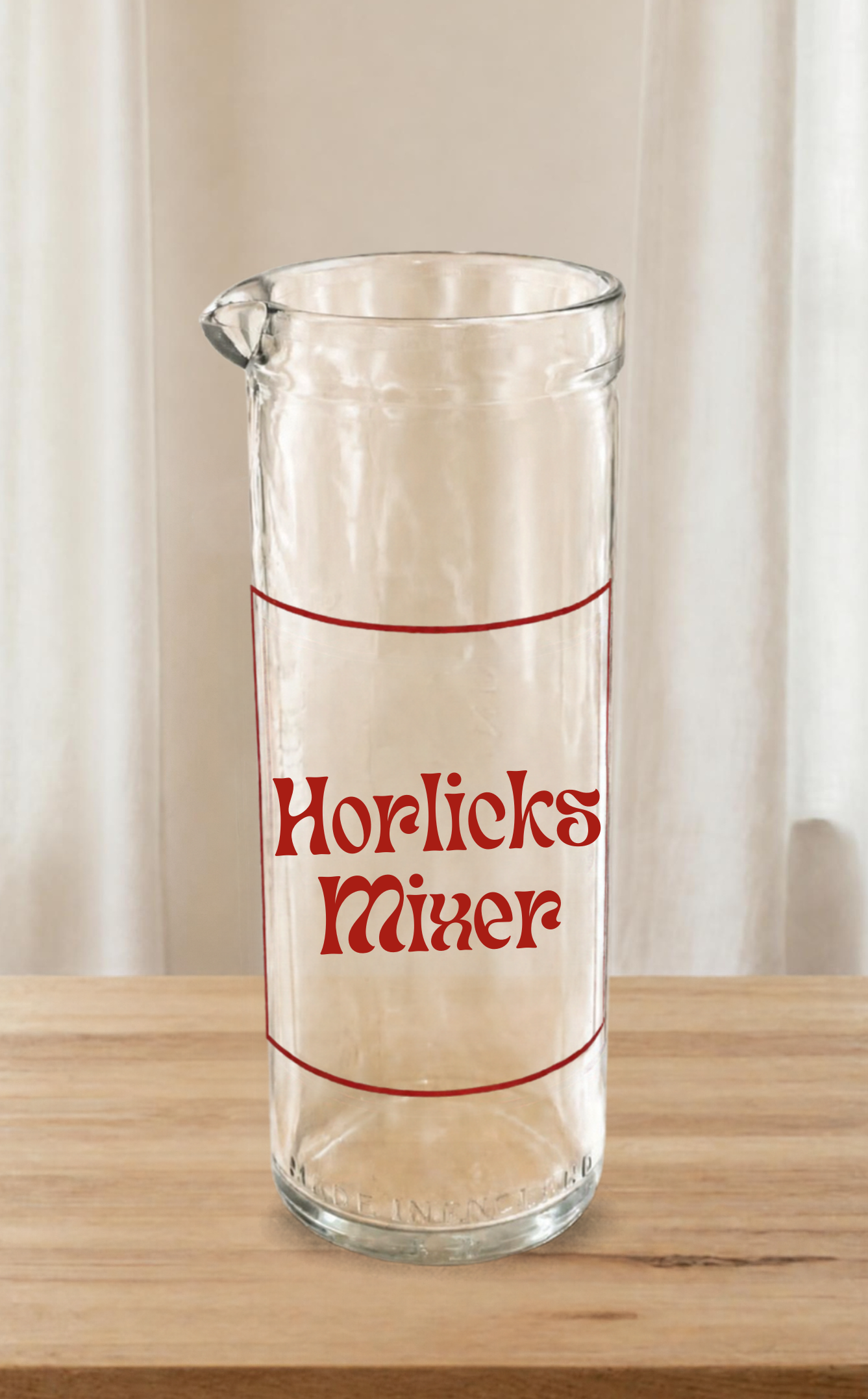 Vintage Horlicks Mixer Glass, Made in England Malted Drink Advertising Tumbler with Pour Spout