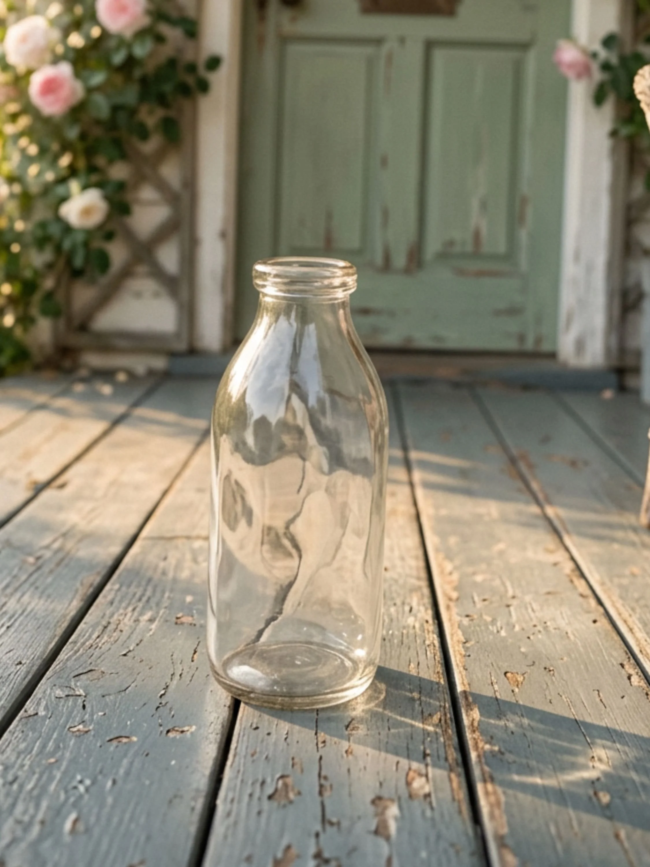 Vintage Glass Milk Bottle Farmhouse Decor Rustic Dairy Bottle Vase