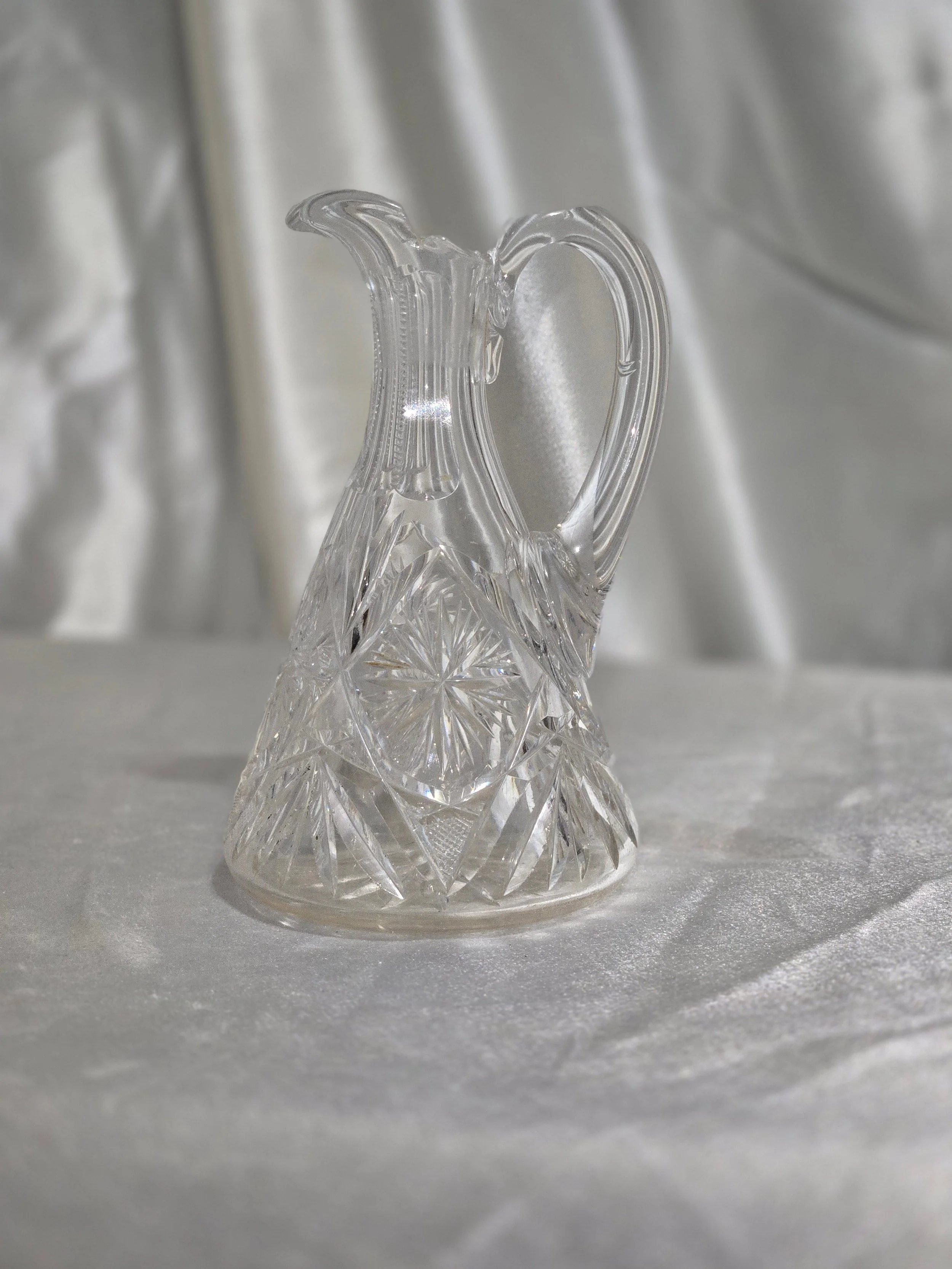 Antique American Brilliant Period Cut Glass Cruet, Star & Fan Pattern