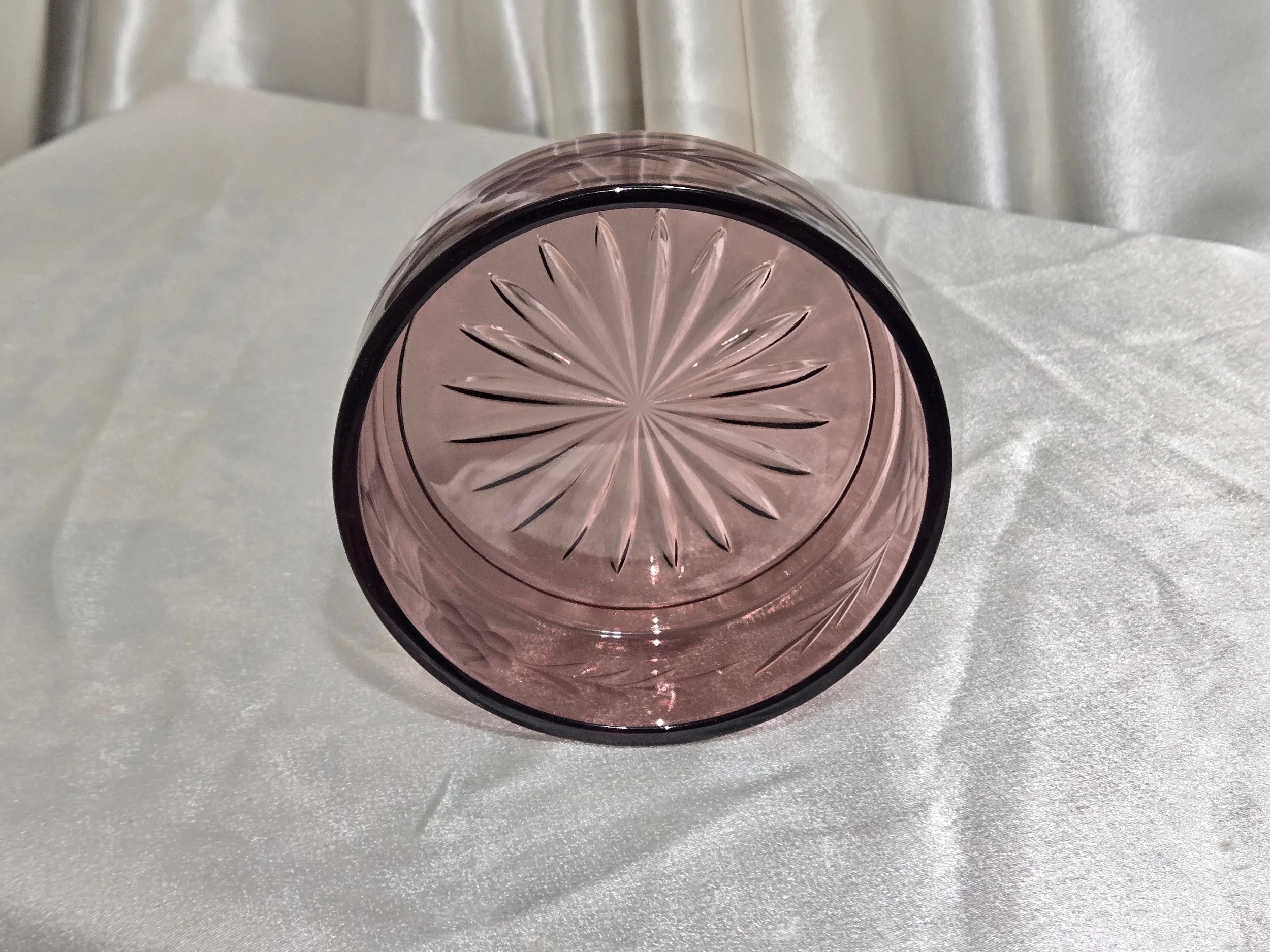 Vintage Amethyst Glass Bowl – Pressed Glass Floral Dish