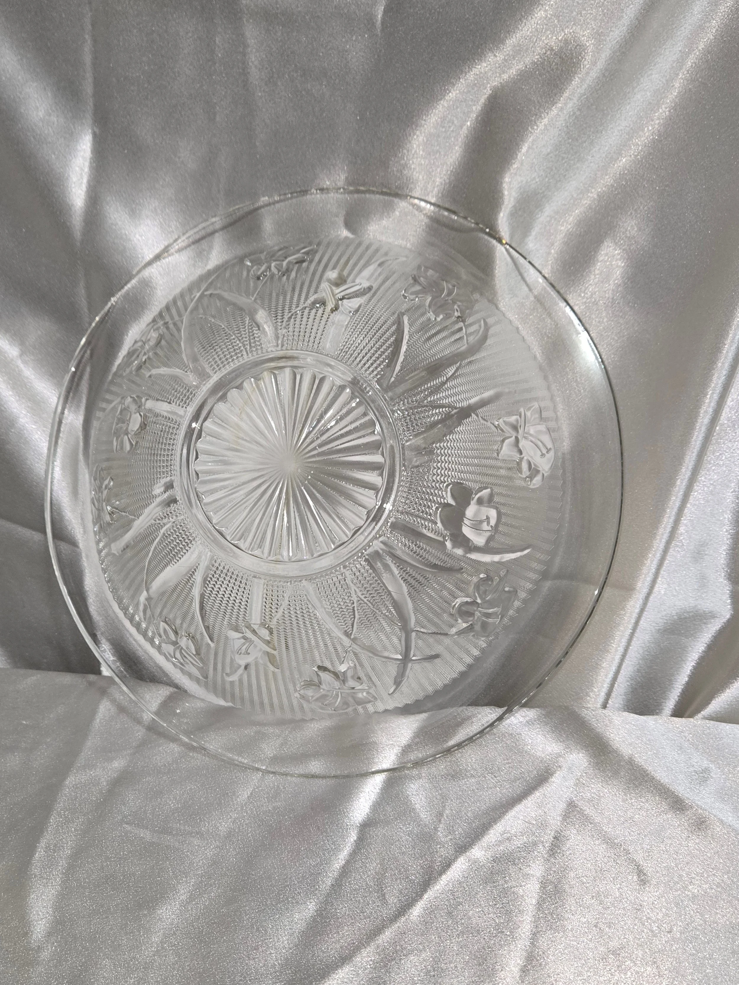 Jeannette Iris & Herringbone Large Serving Bowl Clear Depression Glass