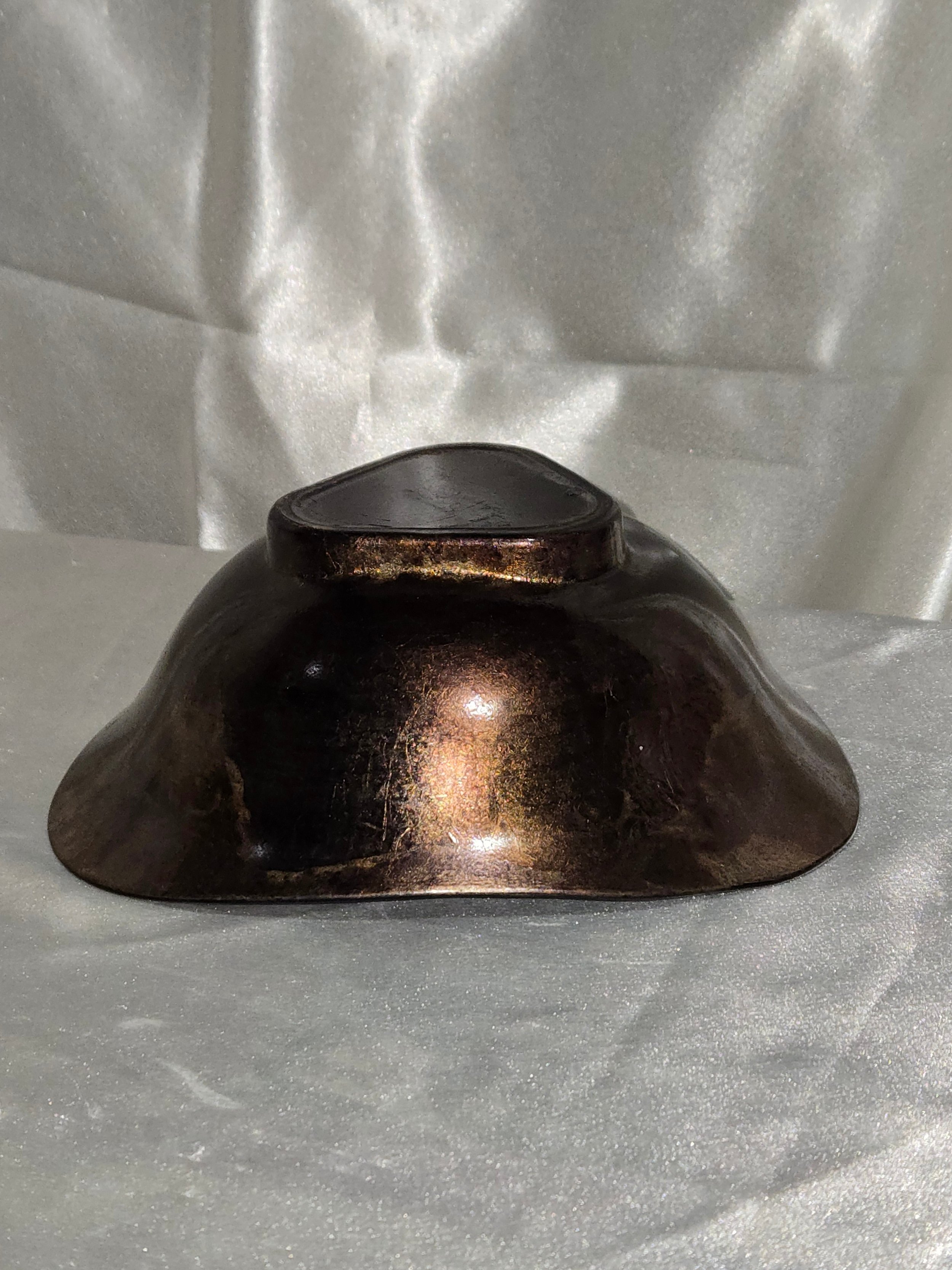 Murano style glass bowl with organic rim and polished base