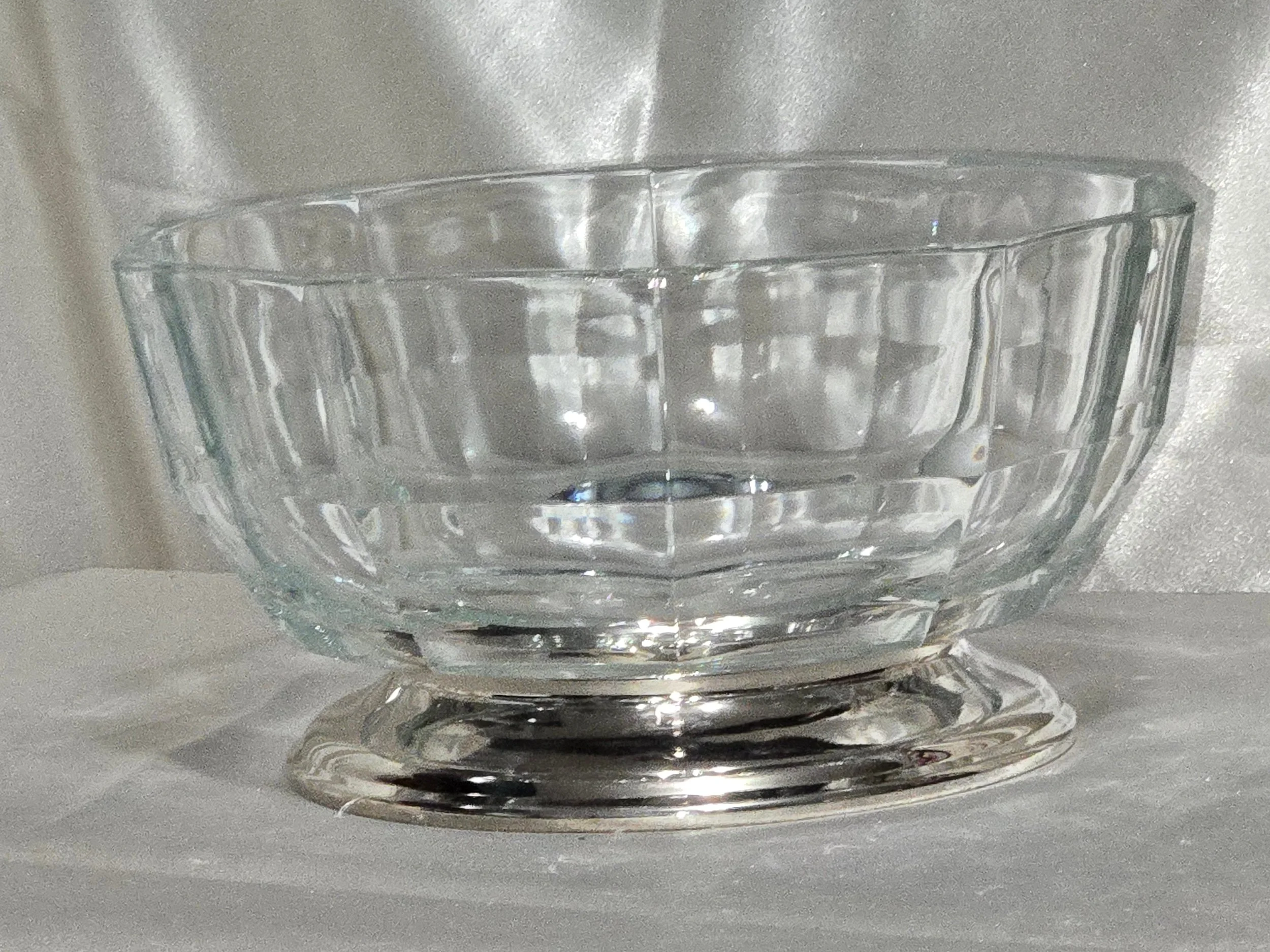 Vintage Crystal Serving Bowl with Silverplate Base Godinger Style