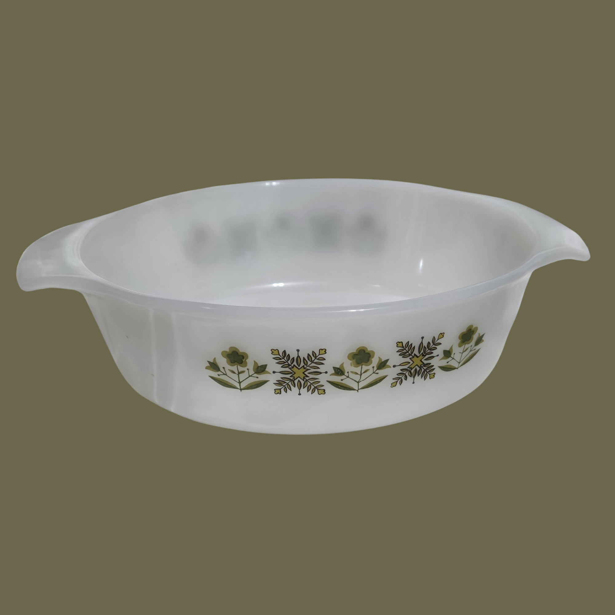 Vintage Fire-King Meadow Green 429 Round Baking Dish Pie Plate