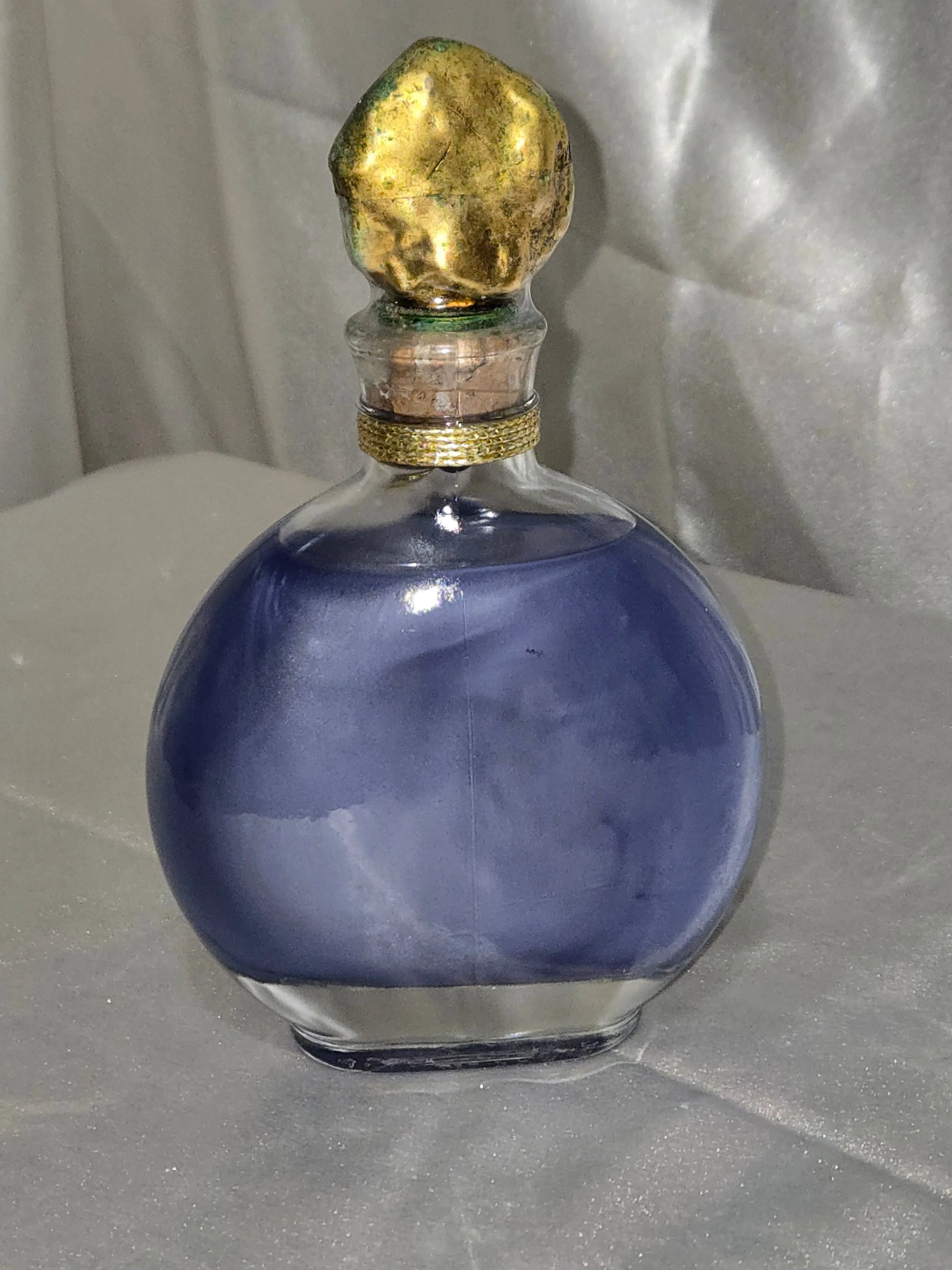 Vintage Art Deco Style Blue Glass Perfume Bottle Lalique Inspired