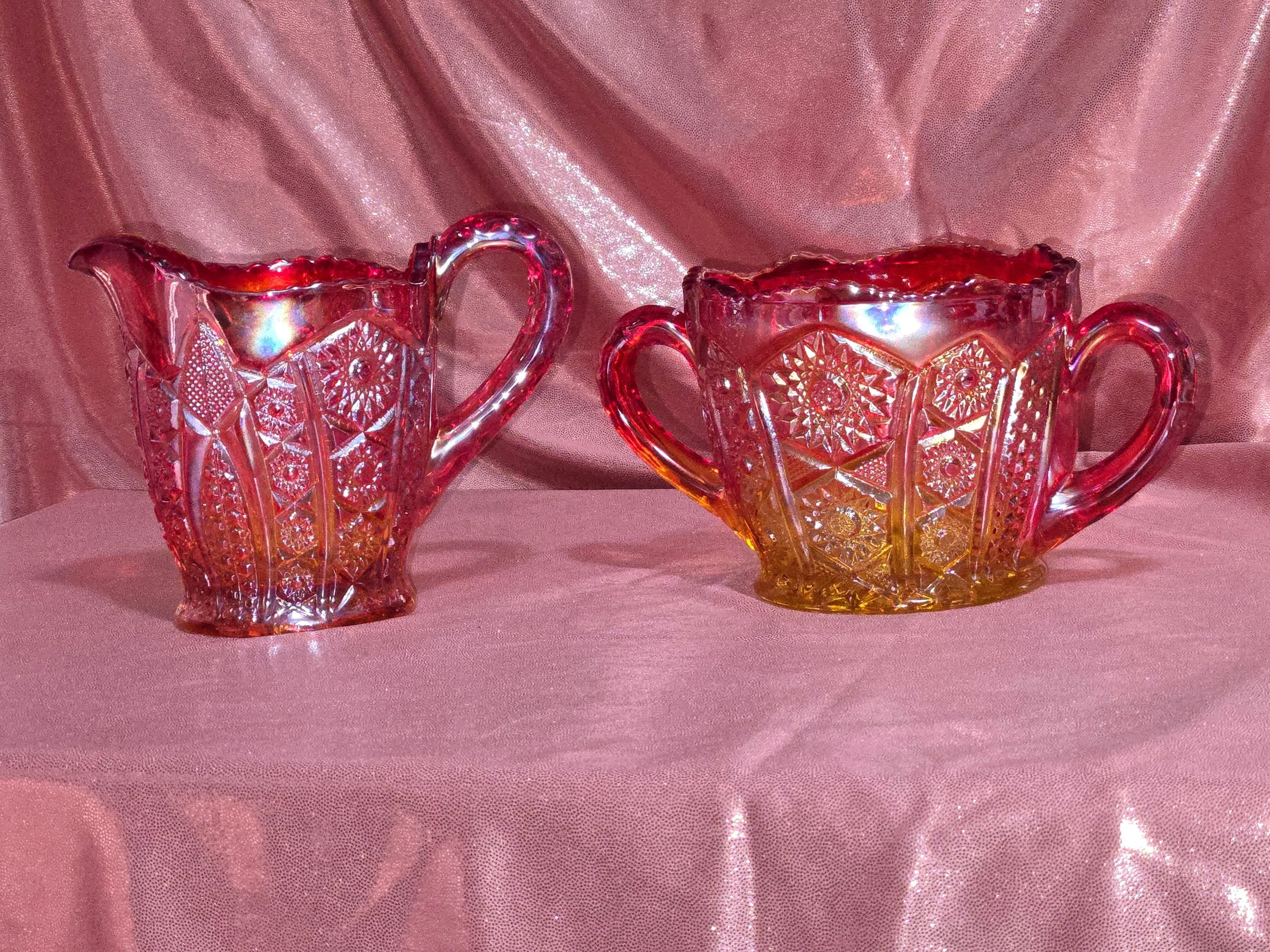 Indiana Glass Heirloom carnival sugar creamer