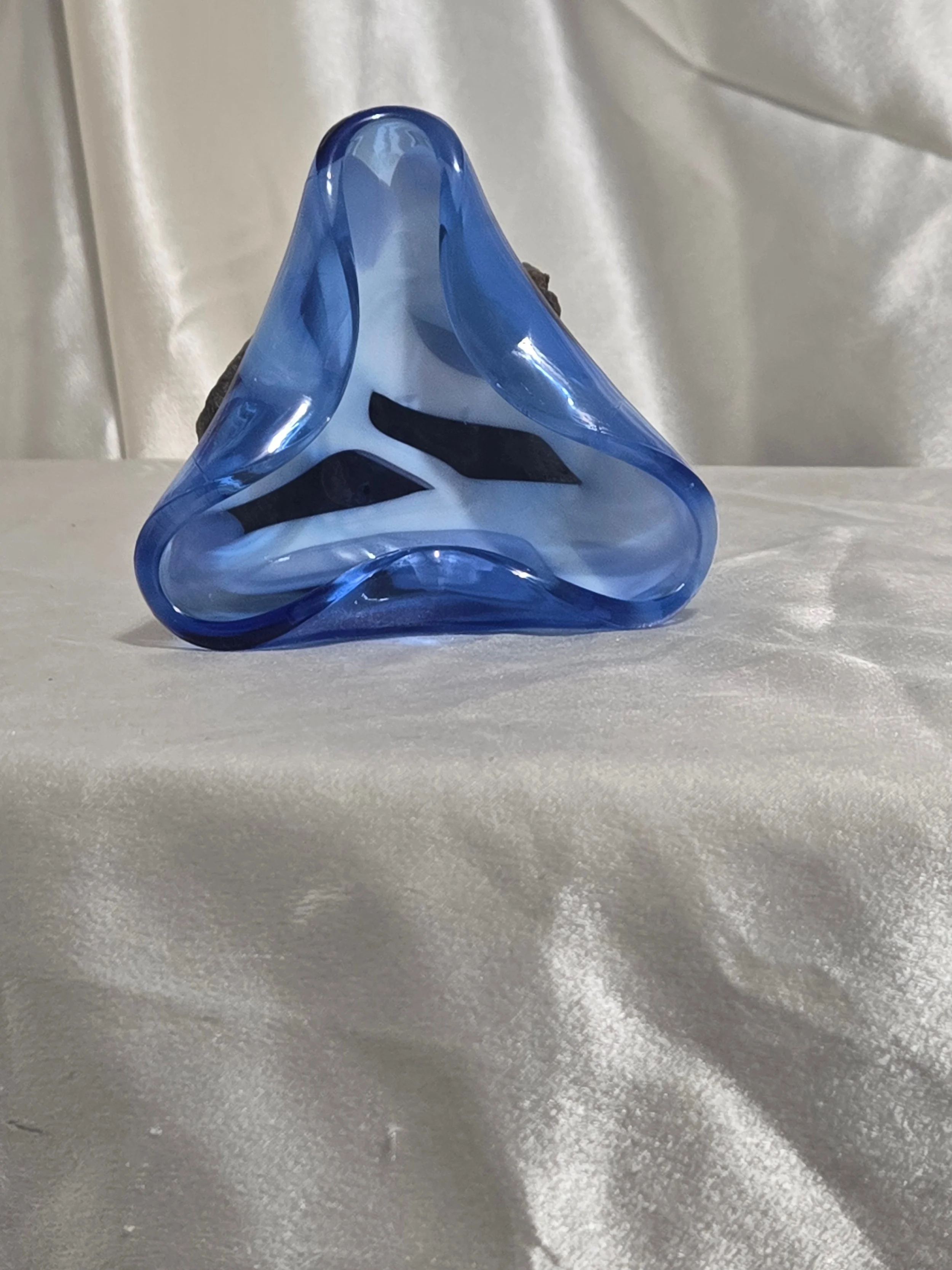 Vintage Blue Art Glass Abstract Ashtray/Bowl