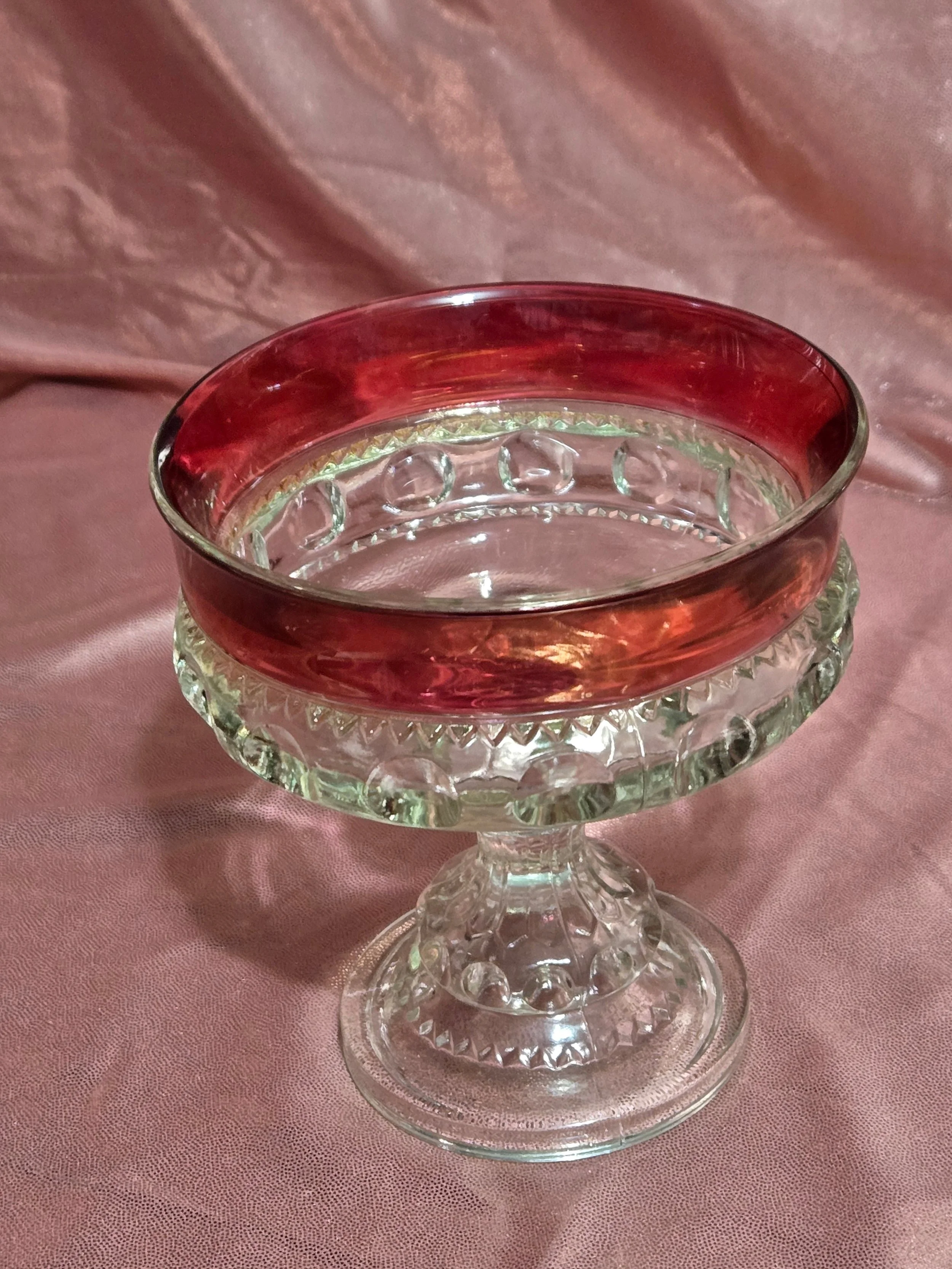 Kings Crown pressed glass compote dish