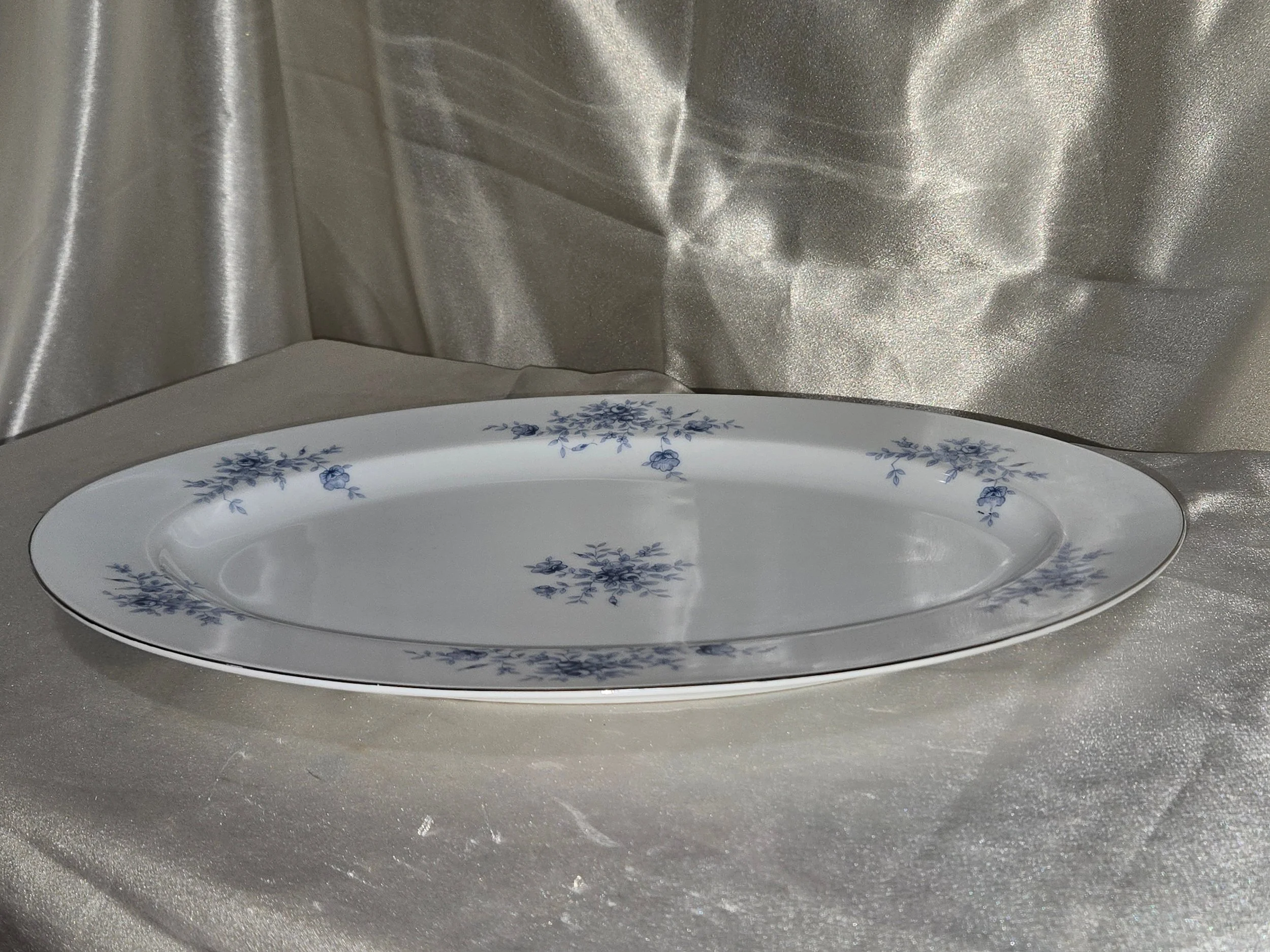 Crown Empire Duchess blue floral China serving platter