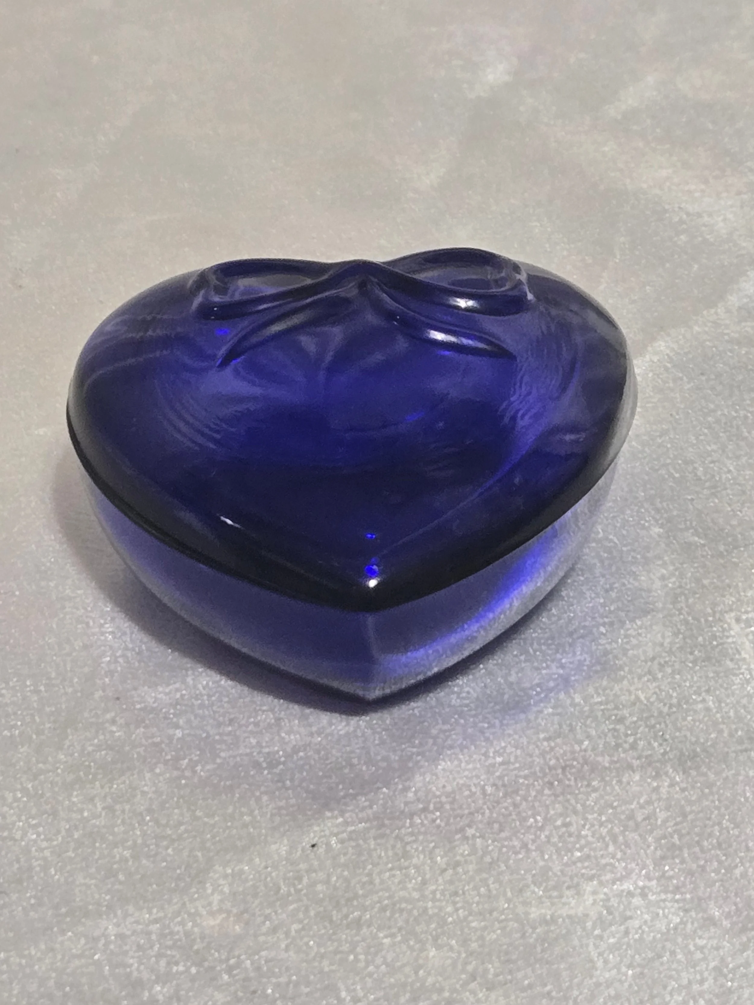 Vintage Cobalt Blue Glass Heart Trinket Box