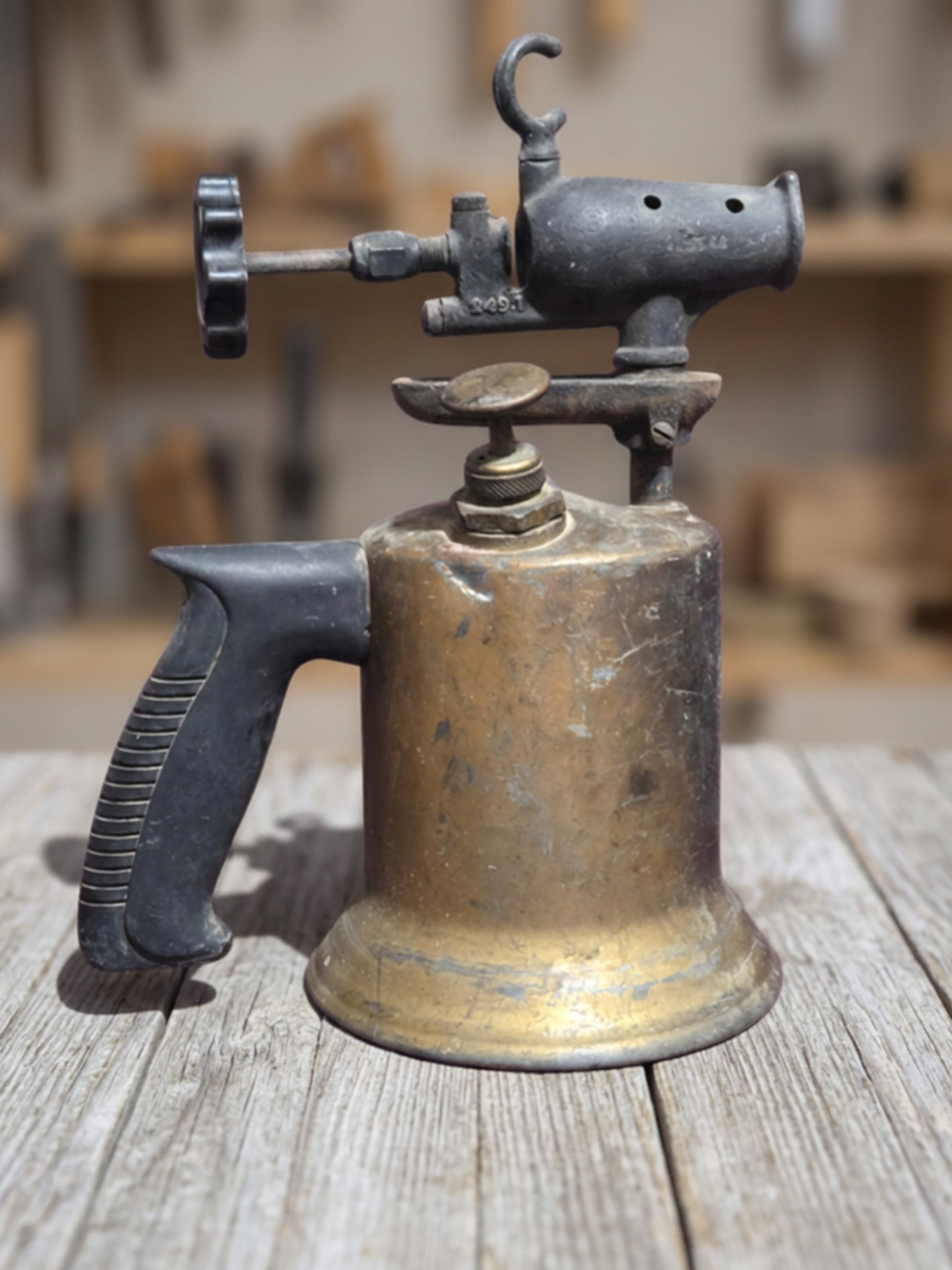 Vintage Dunlap Brass Blowtorch, Sears Industrial Tool, Garage Decor