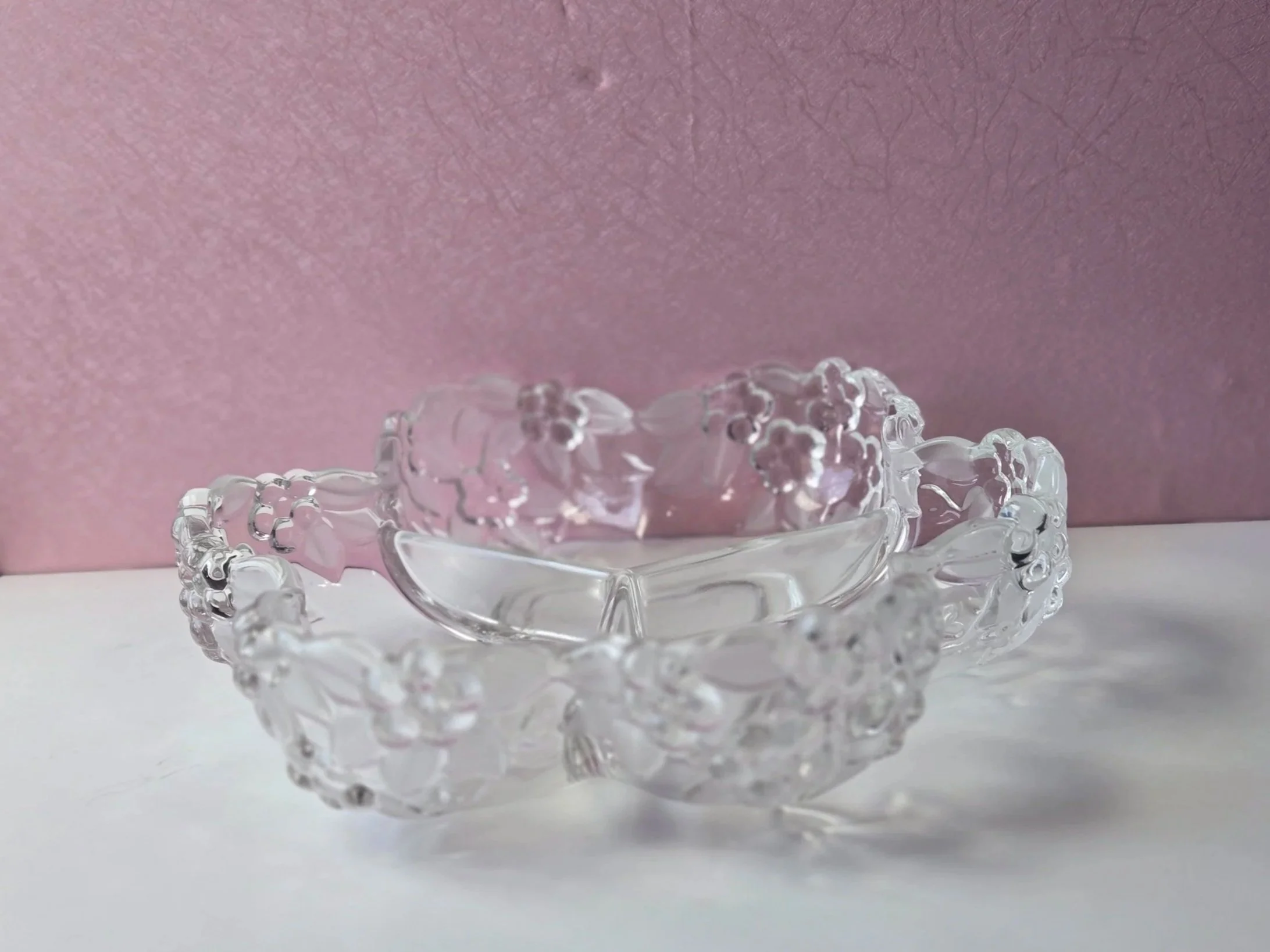 Vintage Mikasa Carmen Crystal Relish Dish • 3-Section Floral Serving Bowl (West Germany)