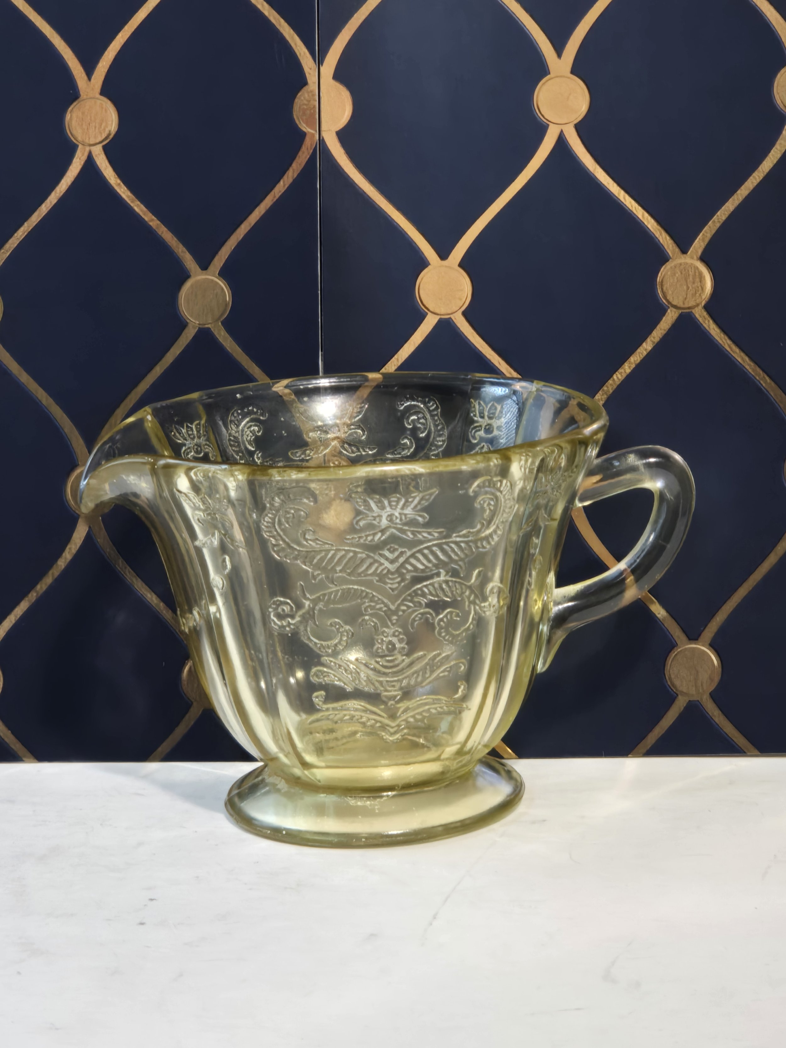 Vintage 1930s Federal Glass Madrid Amber Footed Creamer • Depression Glass