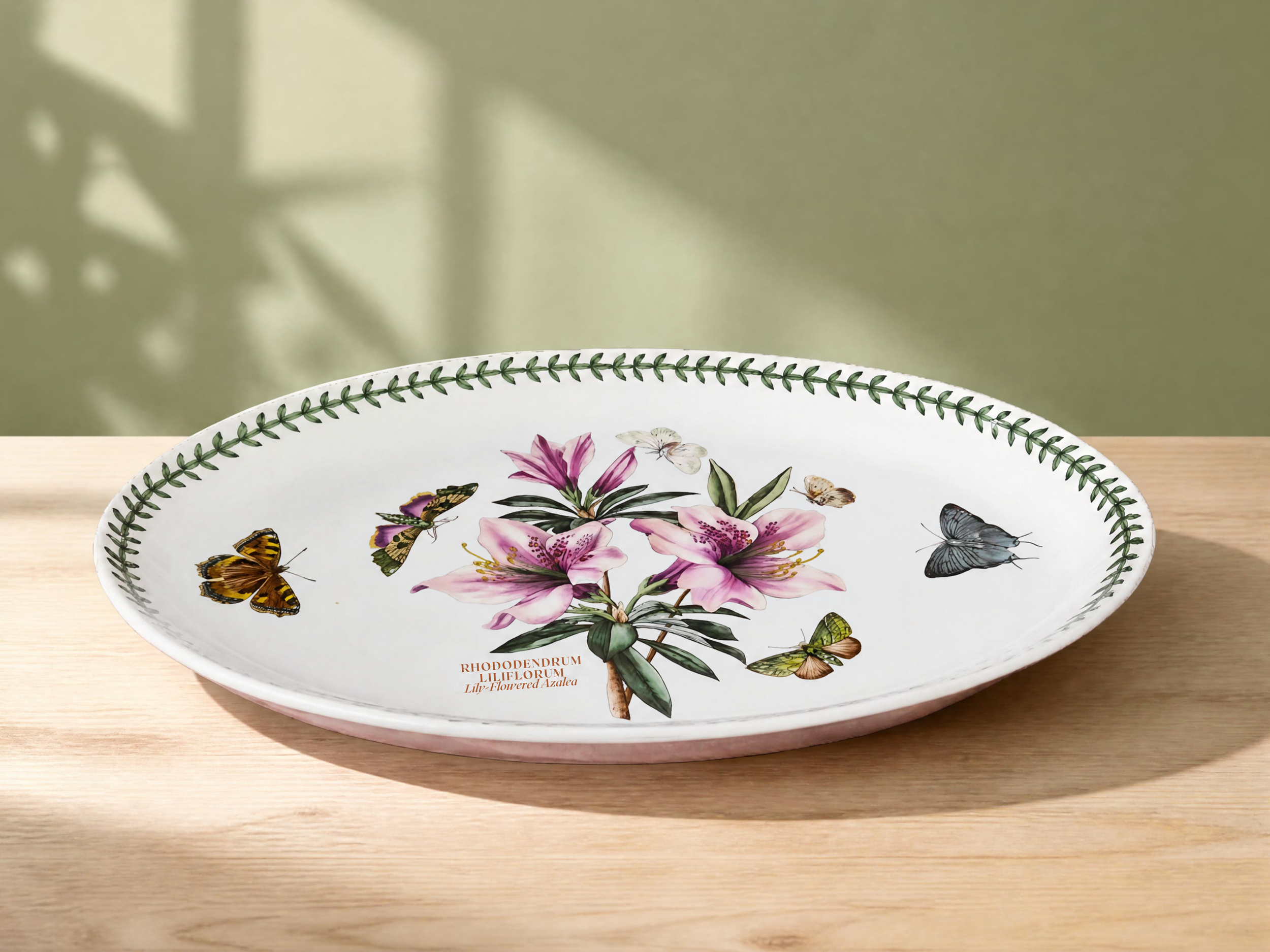Vintage Portmeirion Botanic Garden 15" Oval Platter, Lily Flowered Azalea Made in Britain