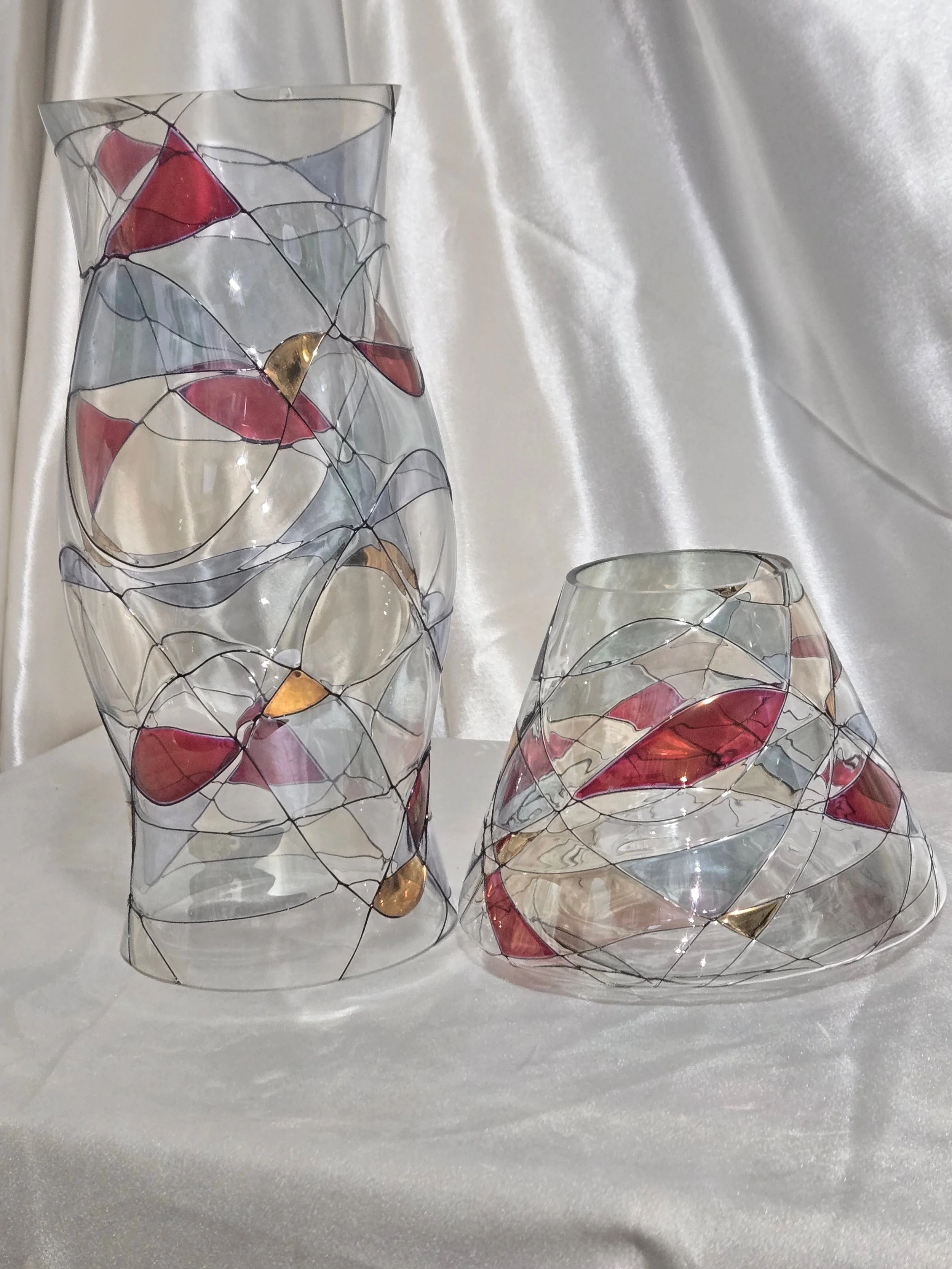 Hand-Painted Glass Candle Sleeves / Hurricane Shades