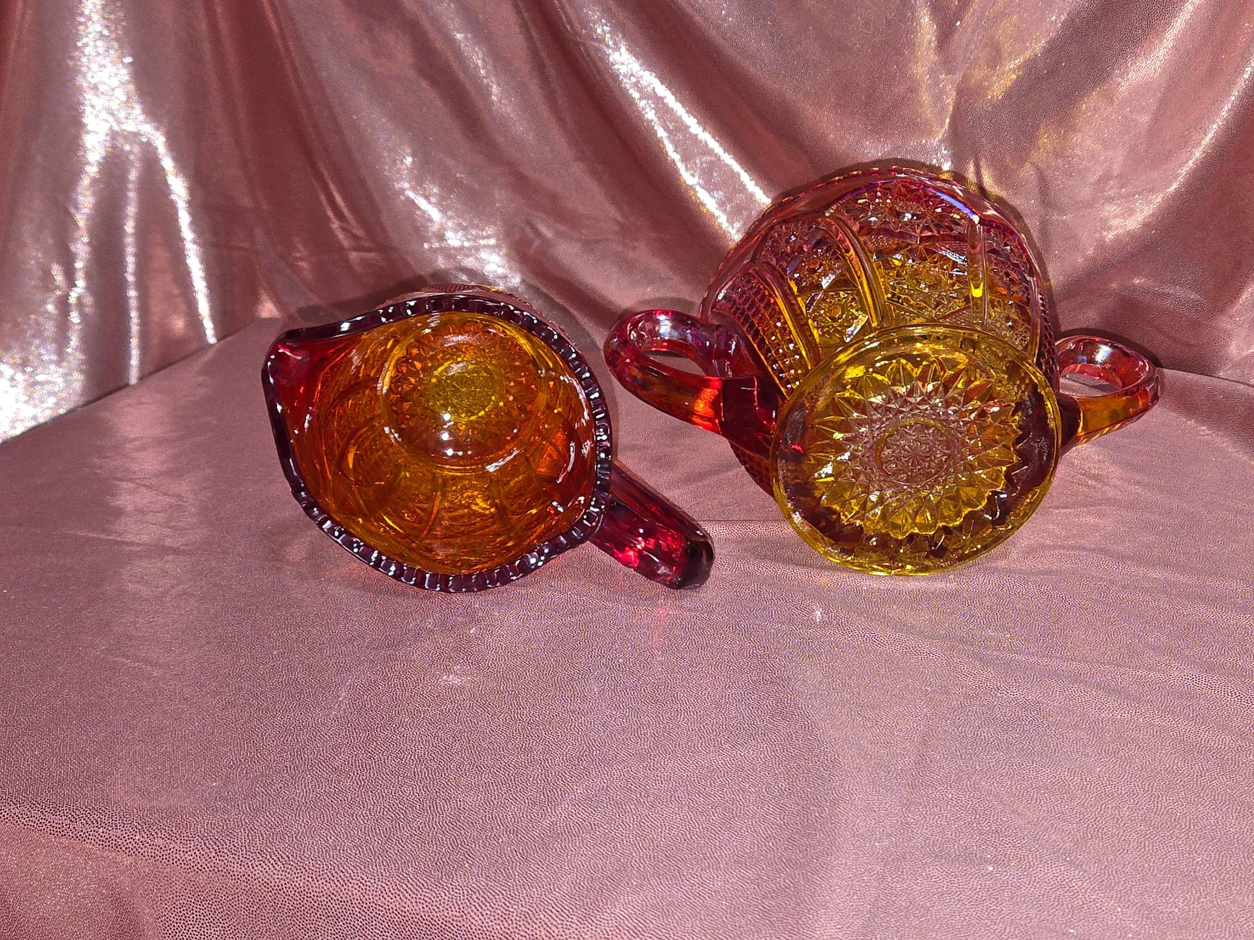 Vintage fan and star carnival glass