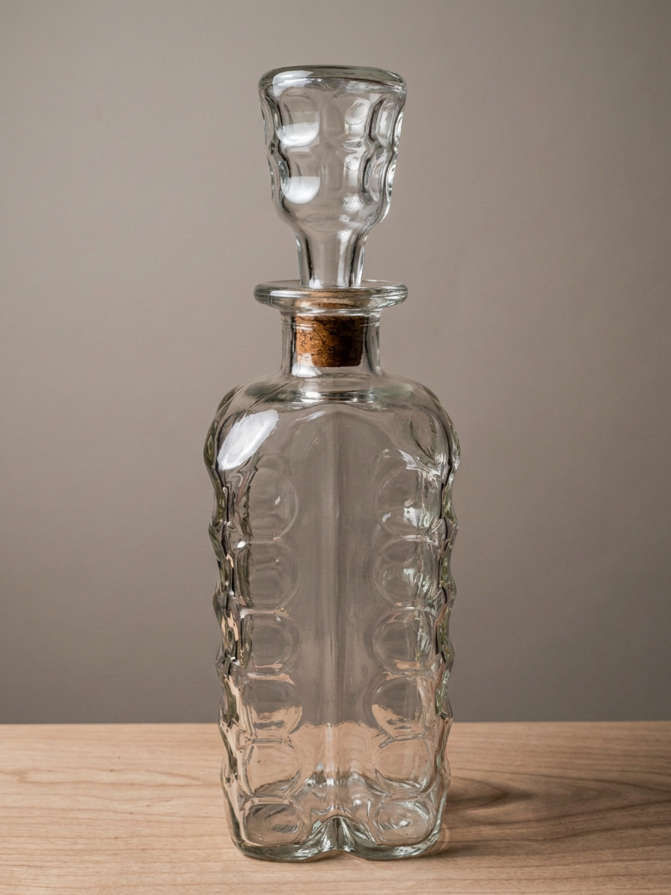 Vintage 1960s Ezra Brooks Bourbon Decanter Clear Glass Bottle Cork Stopper Barware