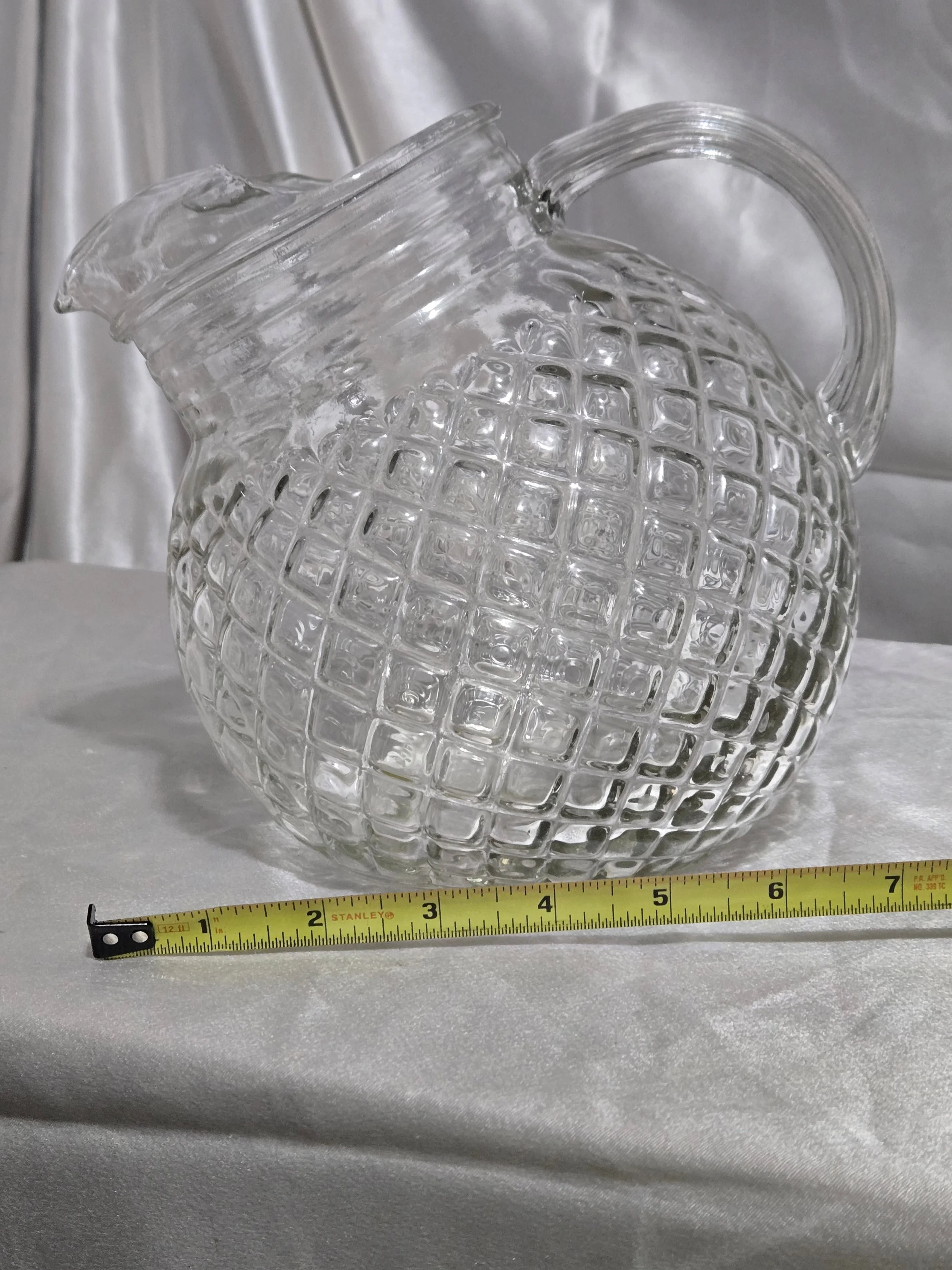 Vintage Anchor Hocking Waterford Waffle pitcher, retro collectible home decor