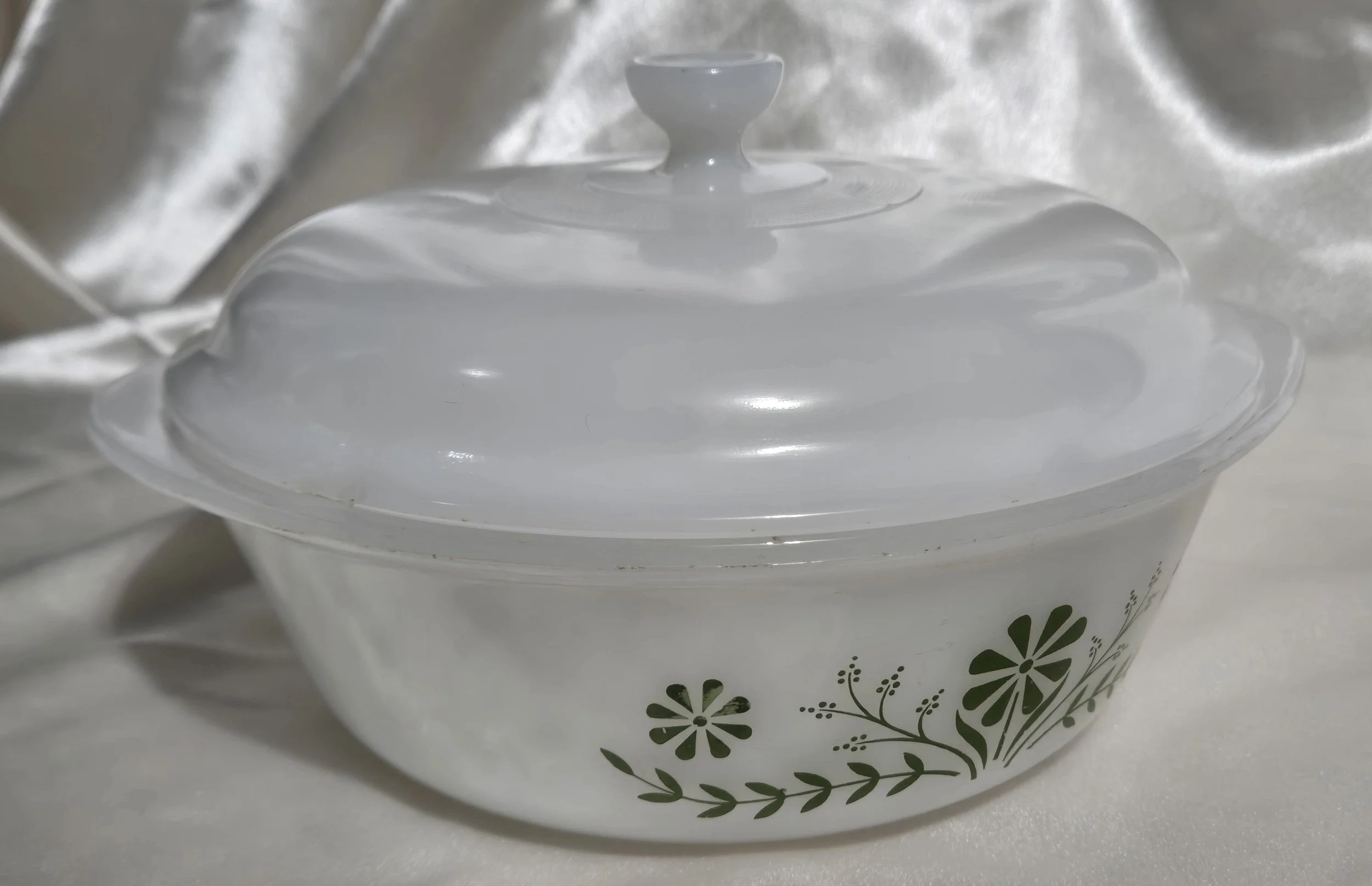 Vintage Glasbak - Primrose Dream - Green Daisy Baking Dish