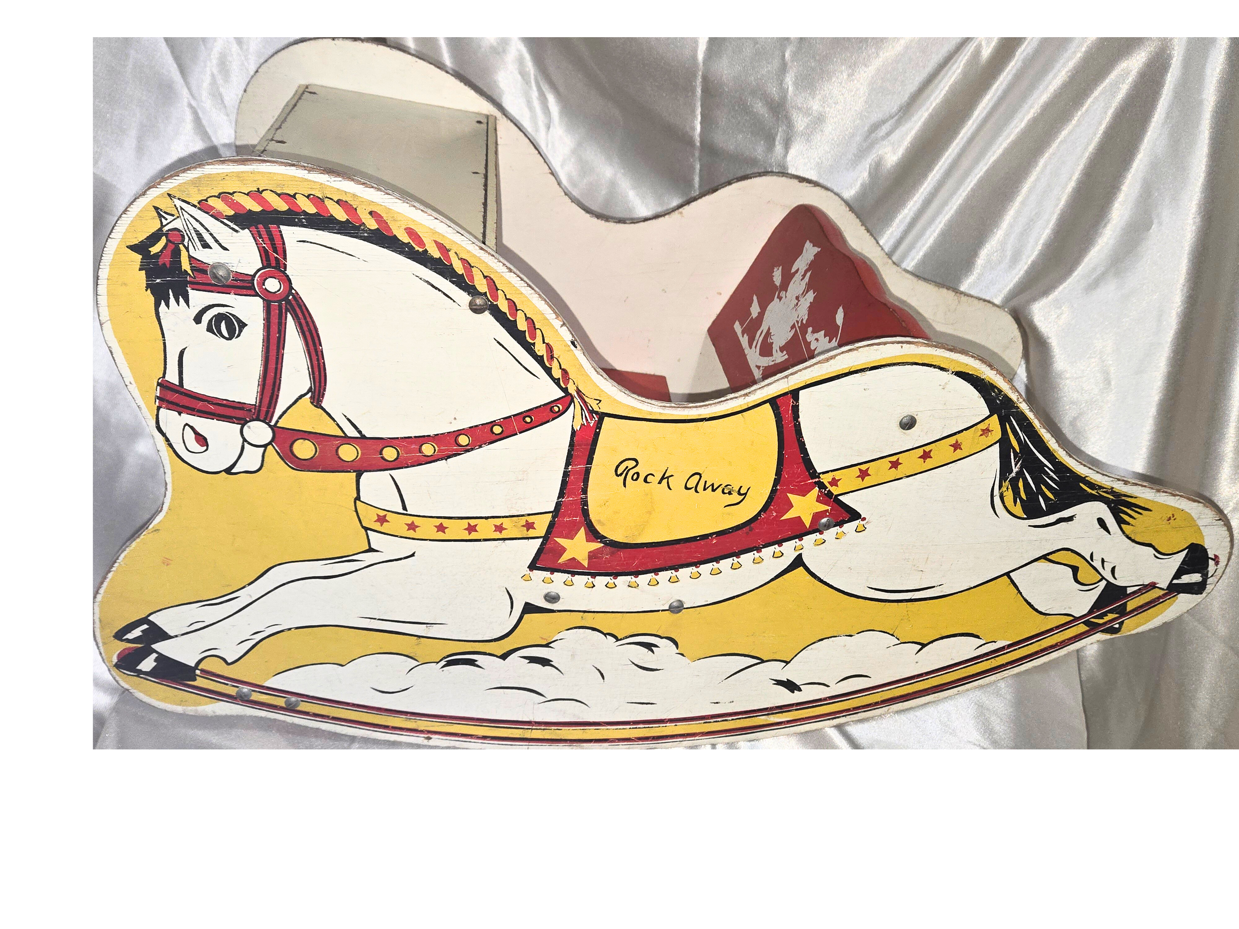 🐴 Vintage “Rock Away” Rocking Horse Children’s Desk/Table – 1950s Wooden Nursery Furniture