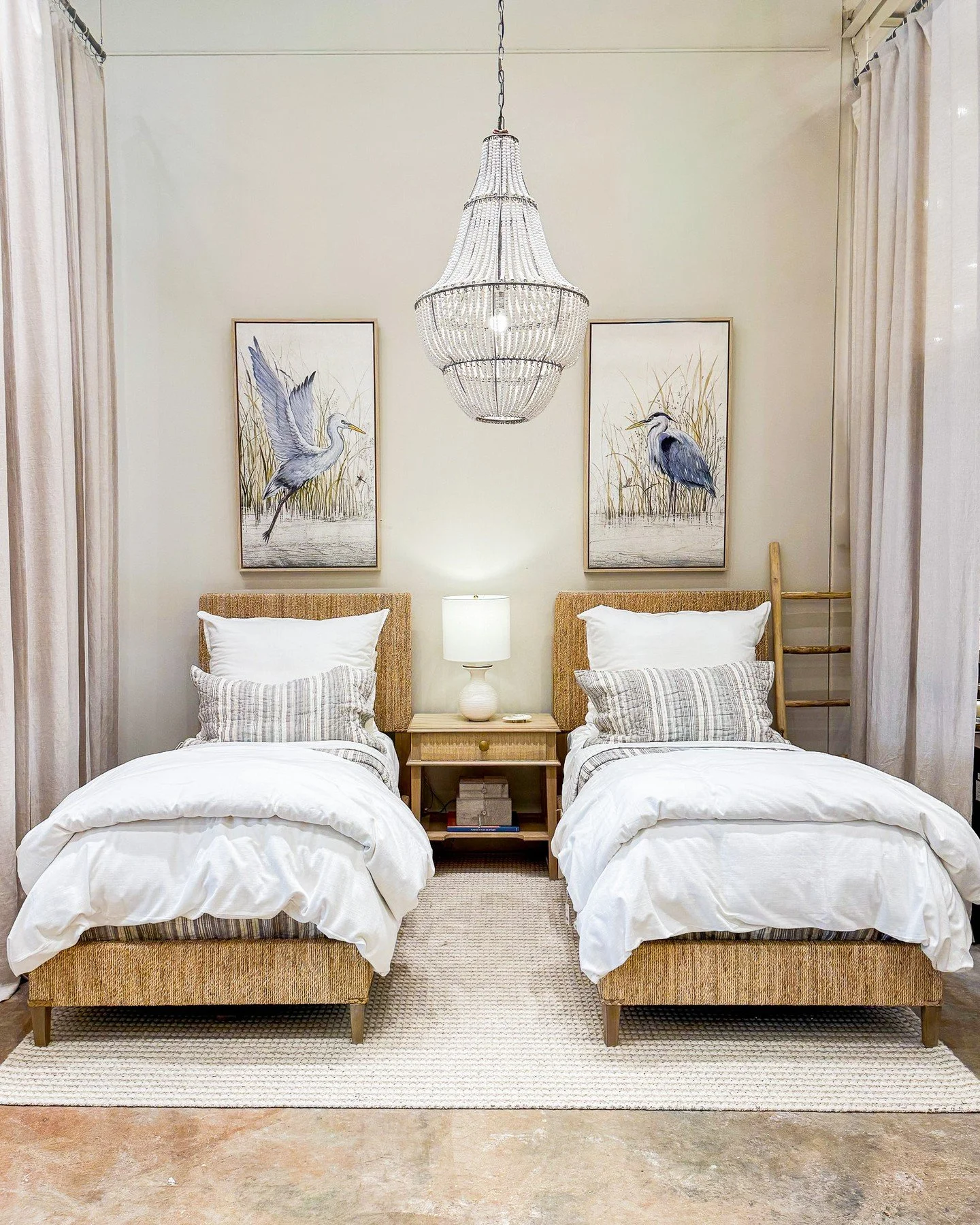 A guest room that feels considered from every angle.

Clean lines, woven textures, and a soft coastal palette come together to create a space that&rsquo;s equal parts inviting and refined.