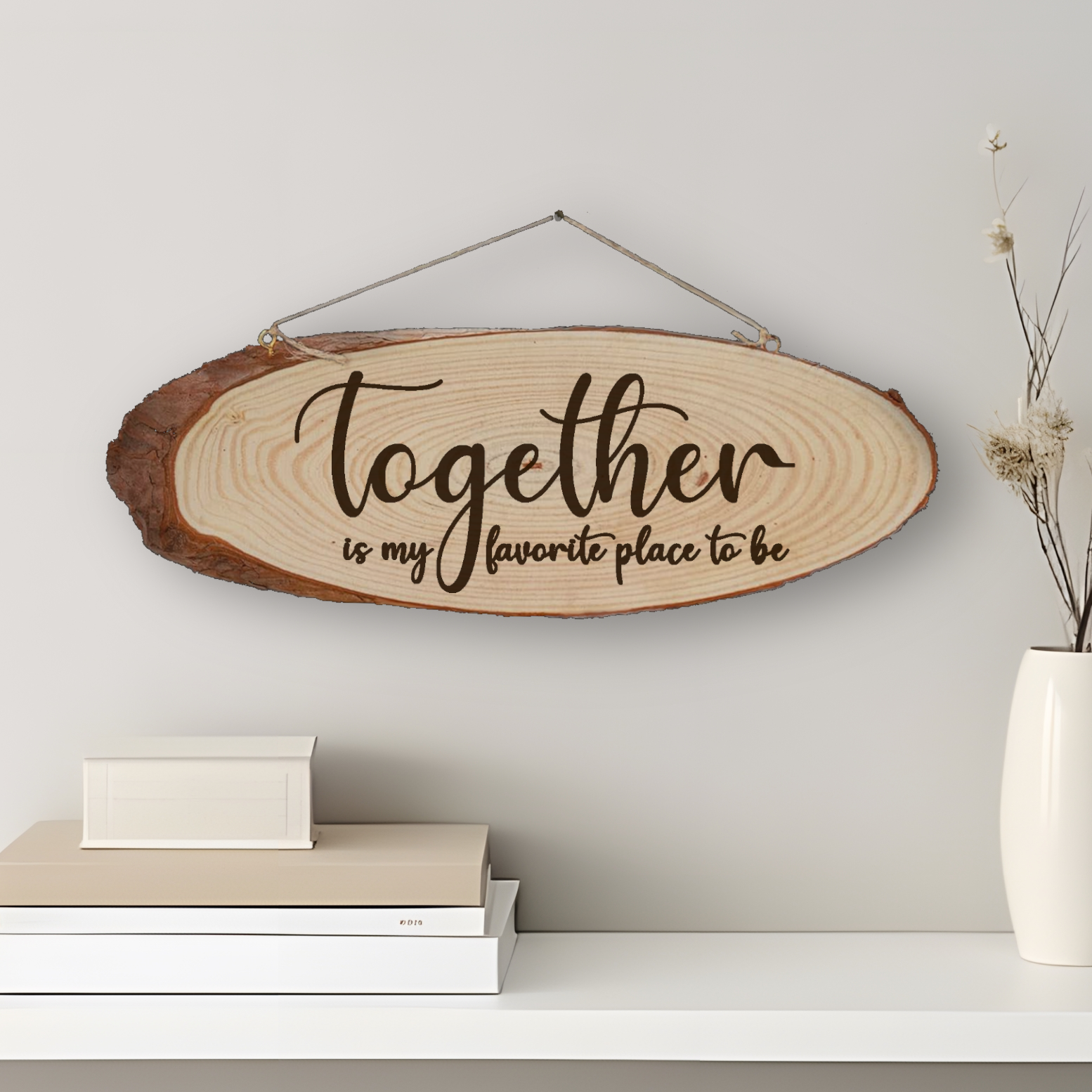 Log Slice Sign "Together Is My Favorite Place To Be"