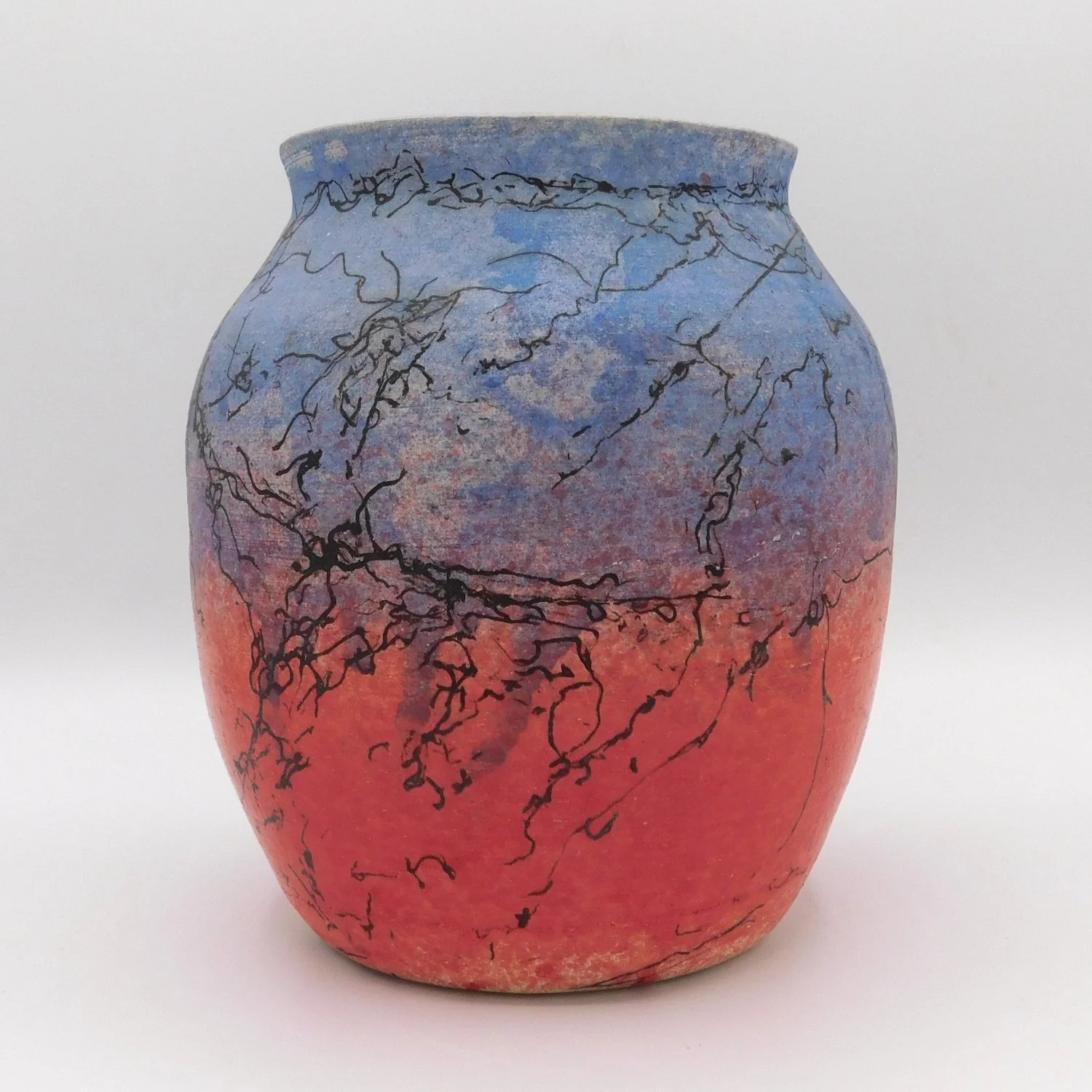 Horsehair Vase Blue & Red 7.4 Inch
