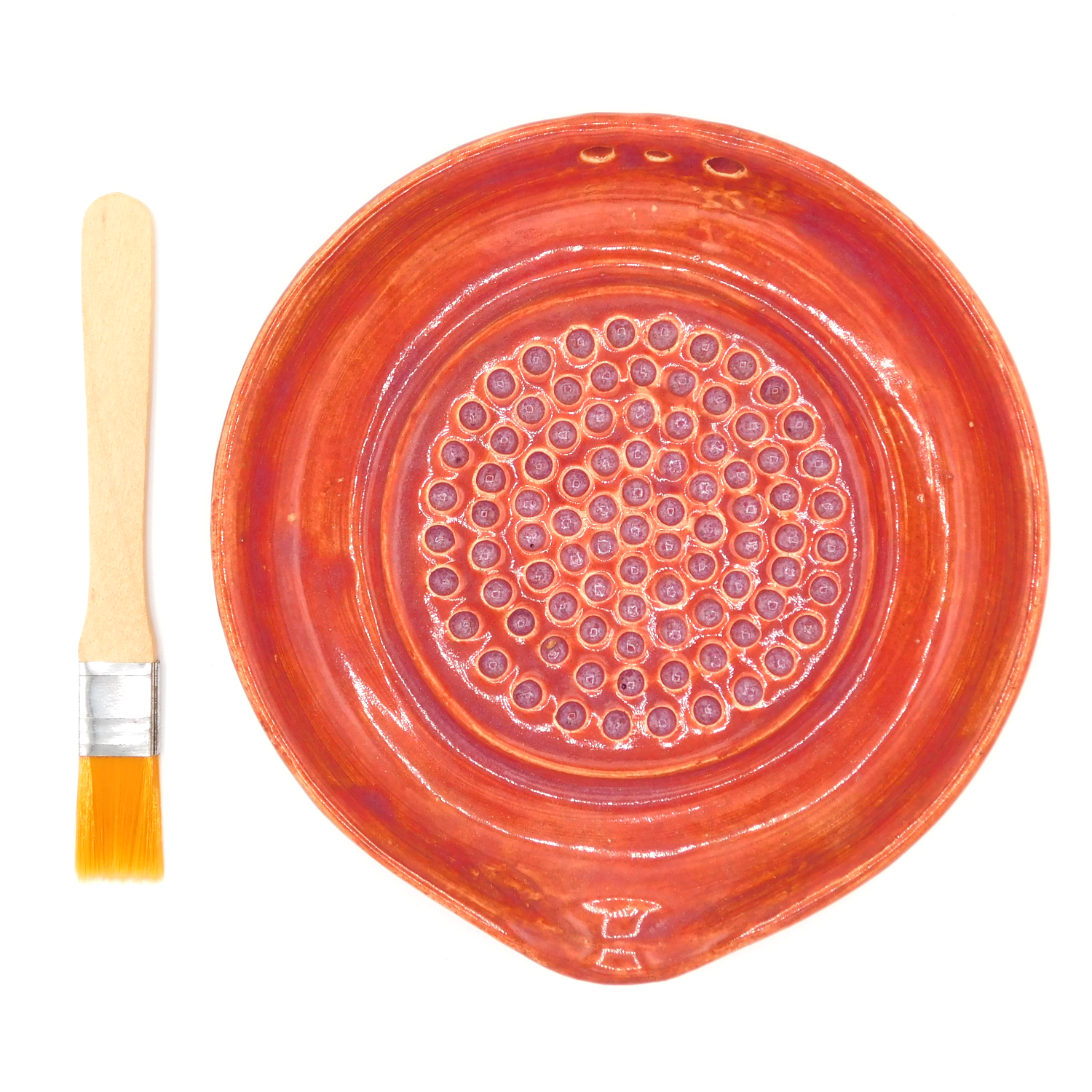 Garlic Grater/Herb Stripper/Spoon Rest Rust Red