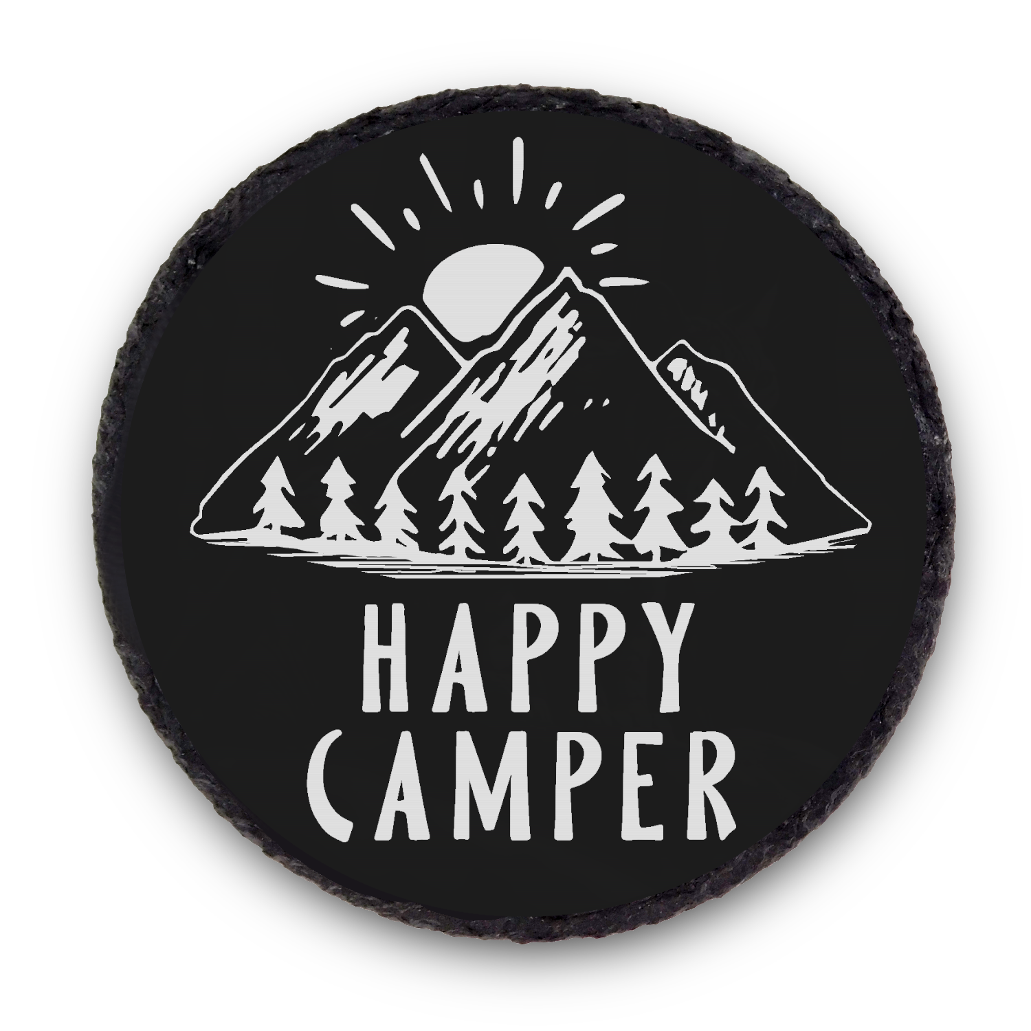 Natural Slate Coaster Happy Camper