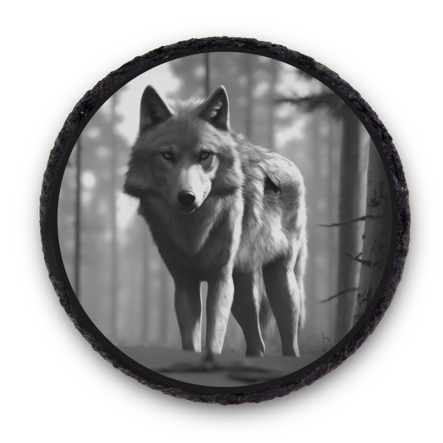 Natural Slate Coaster Grey Wolf