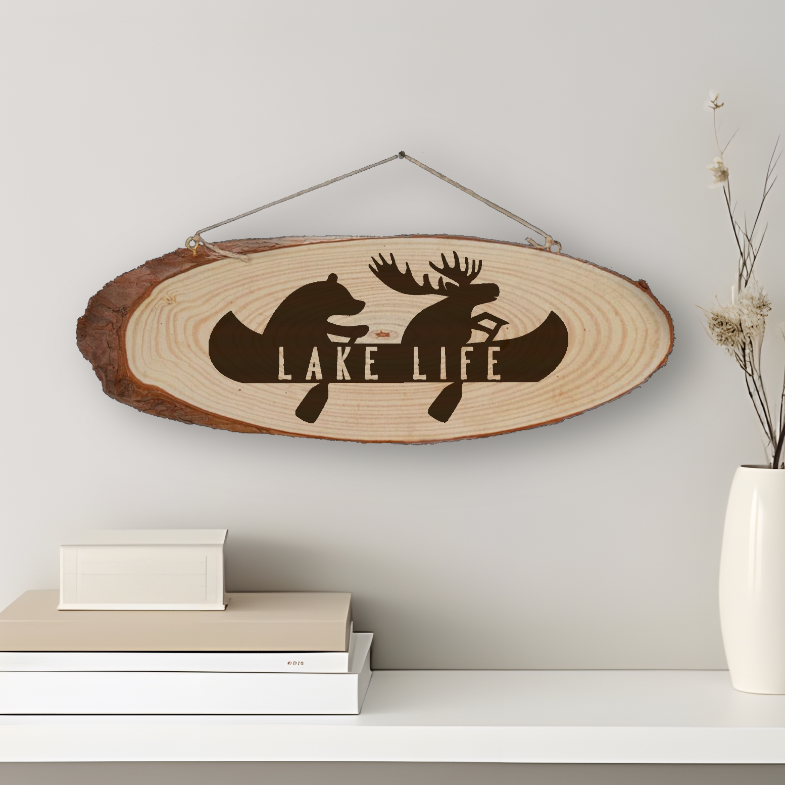 Log Slice Sign "Lake Life"