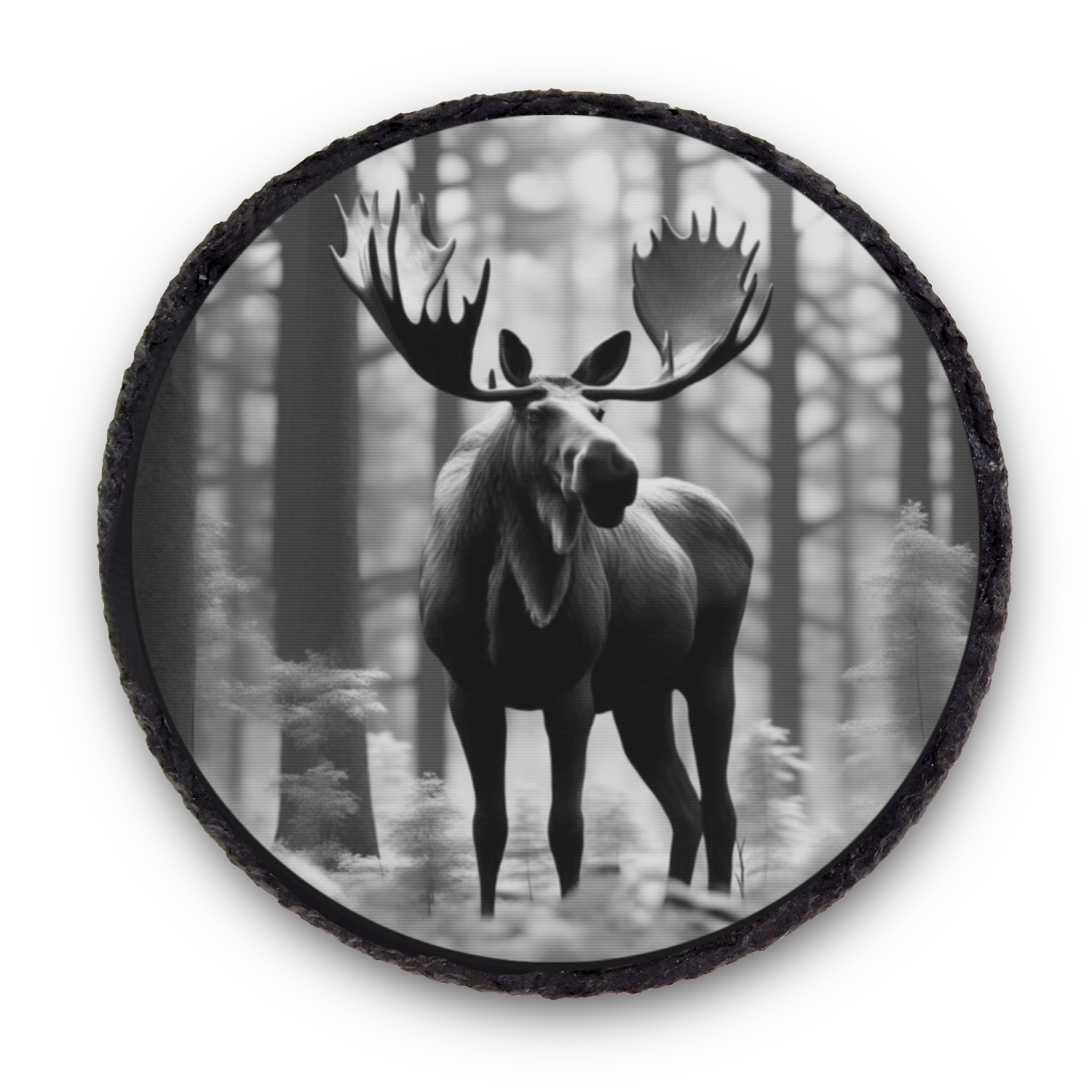 Natural Slate Coaster Moose