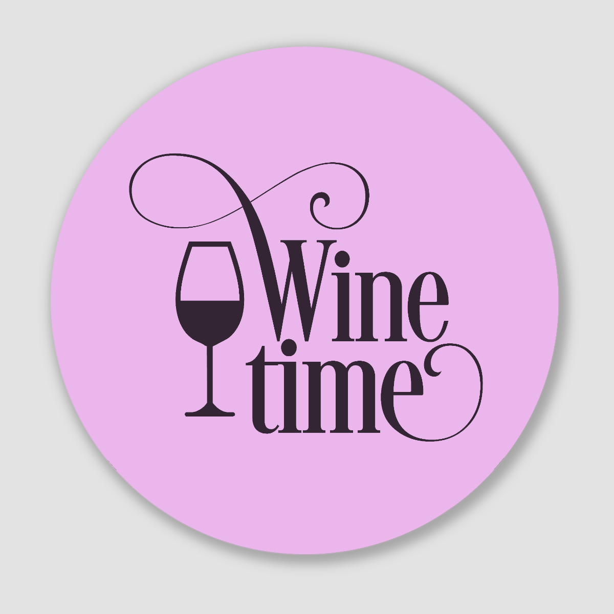 Pink Ceramic Coaster "Wine Time"