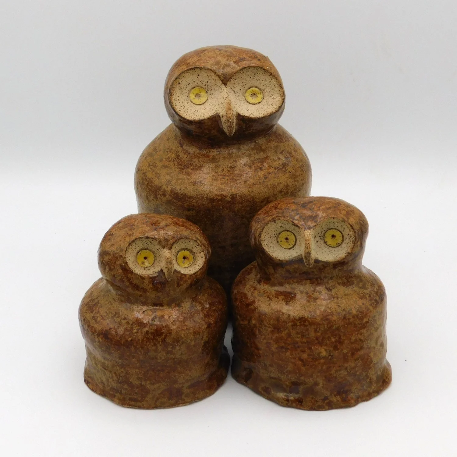 Owl Family Stoneware Sculpture