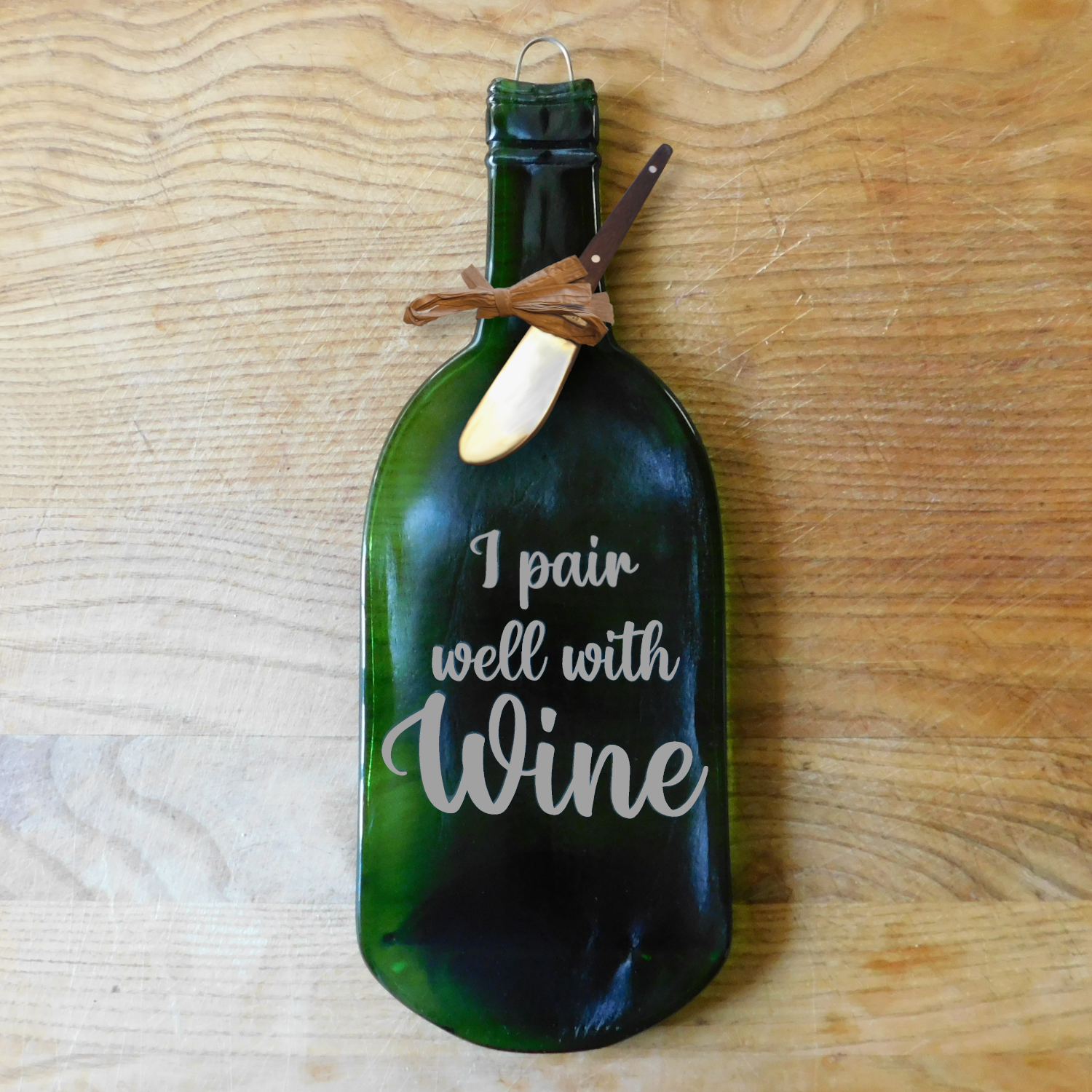 Melted Wine Bottle Cheese Board "I Pair Well With Wine"