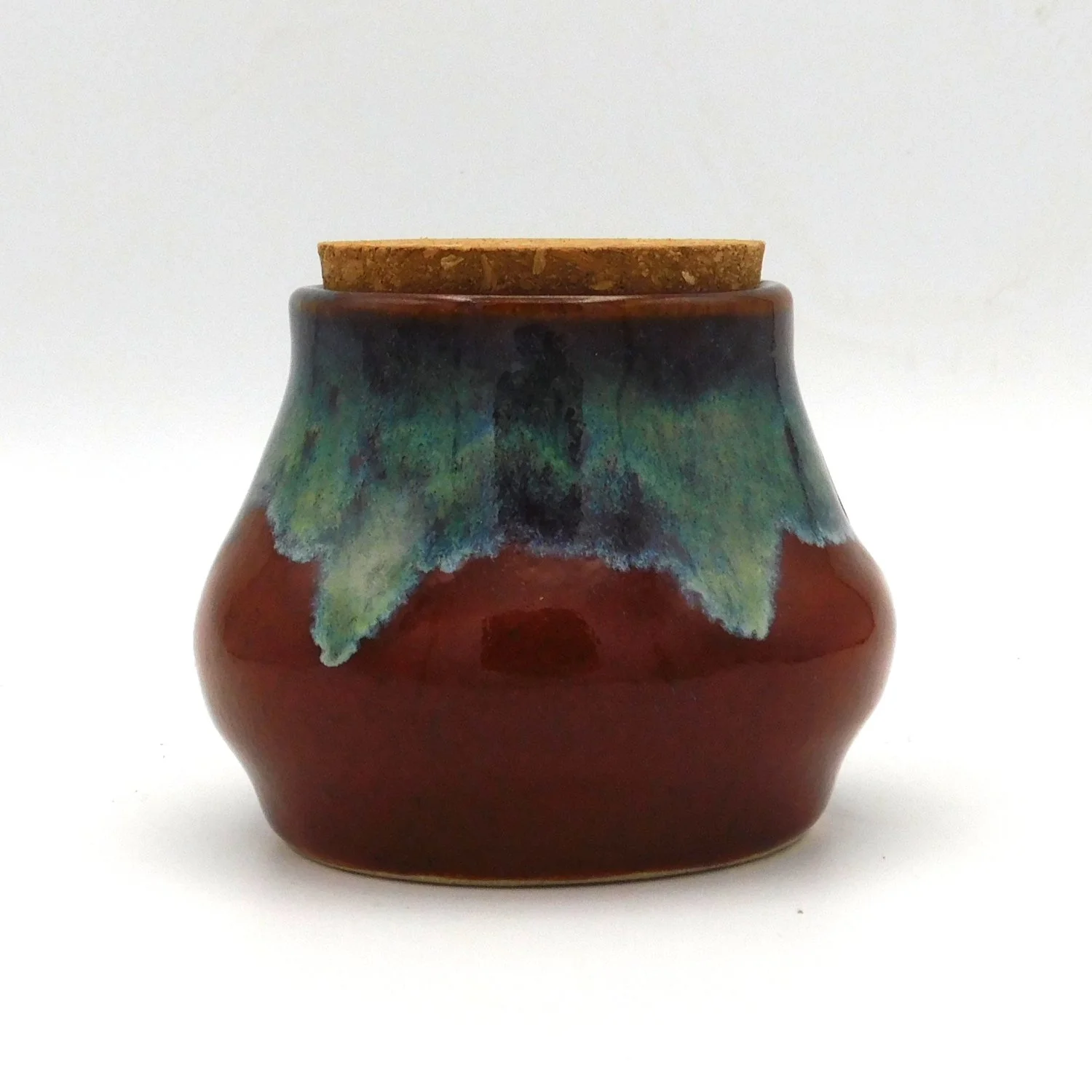 Stoneware Keepsake Jar Blue and Brown