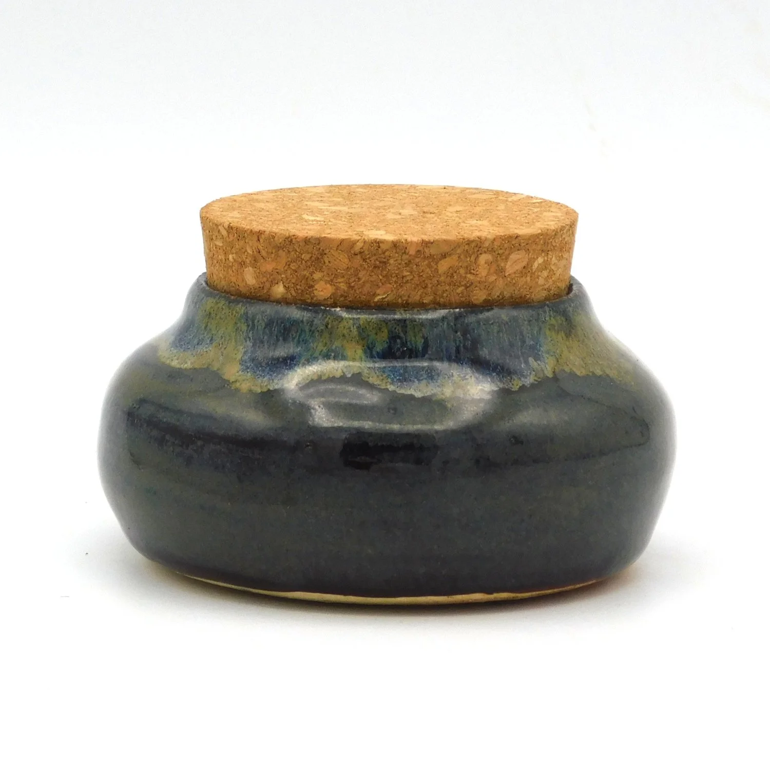 Stoneware Keepsake Jar Blue and Green