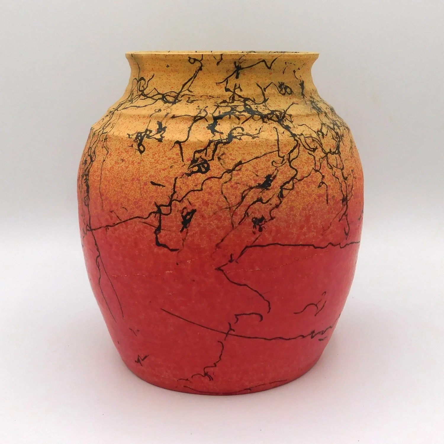 Horsehair Vase Yellow & Red 6.5"