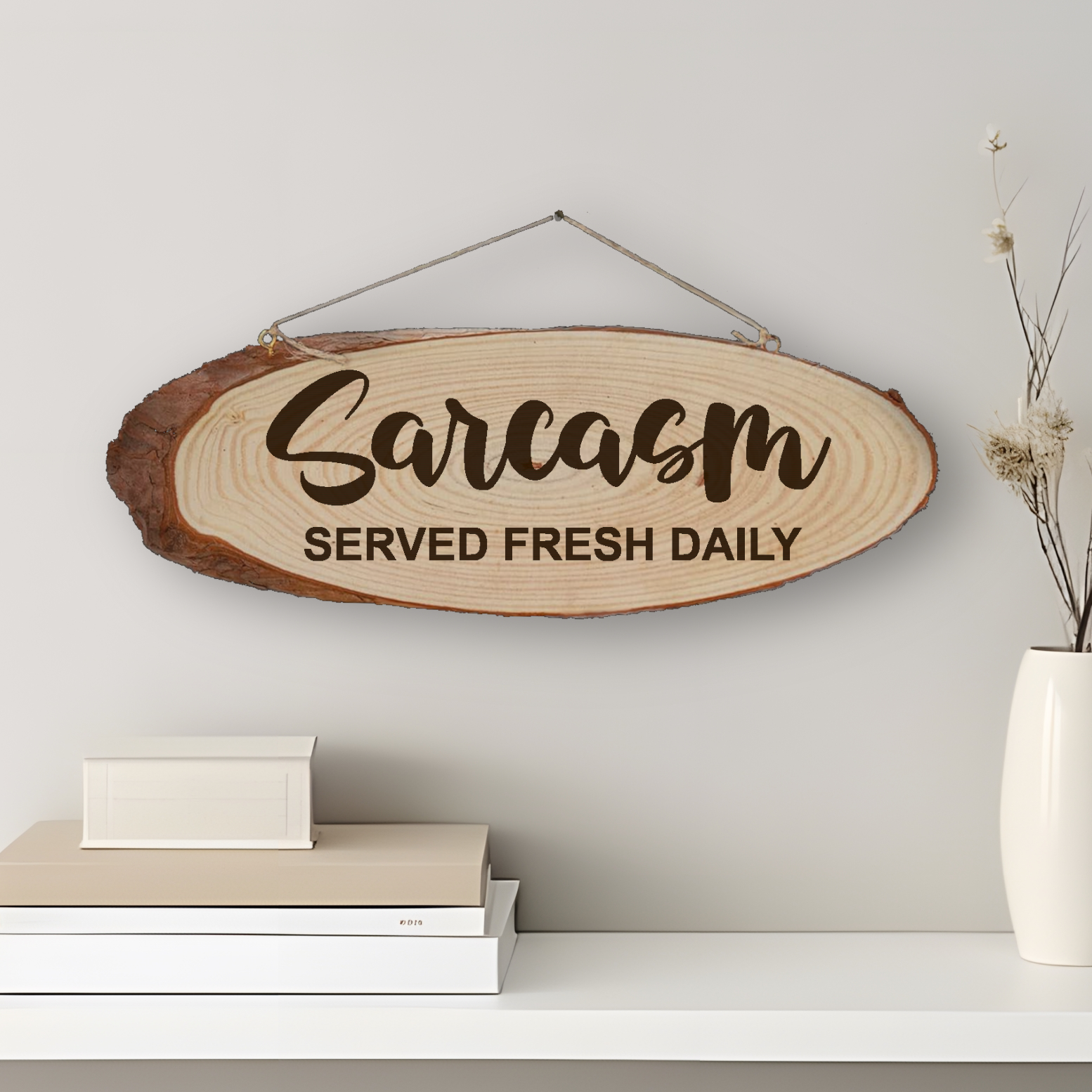 Log Slice Sign "Sarcasm Served Fresh Daily"