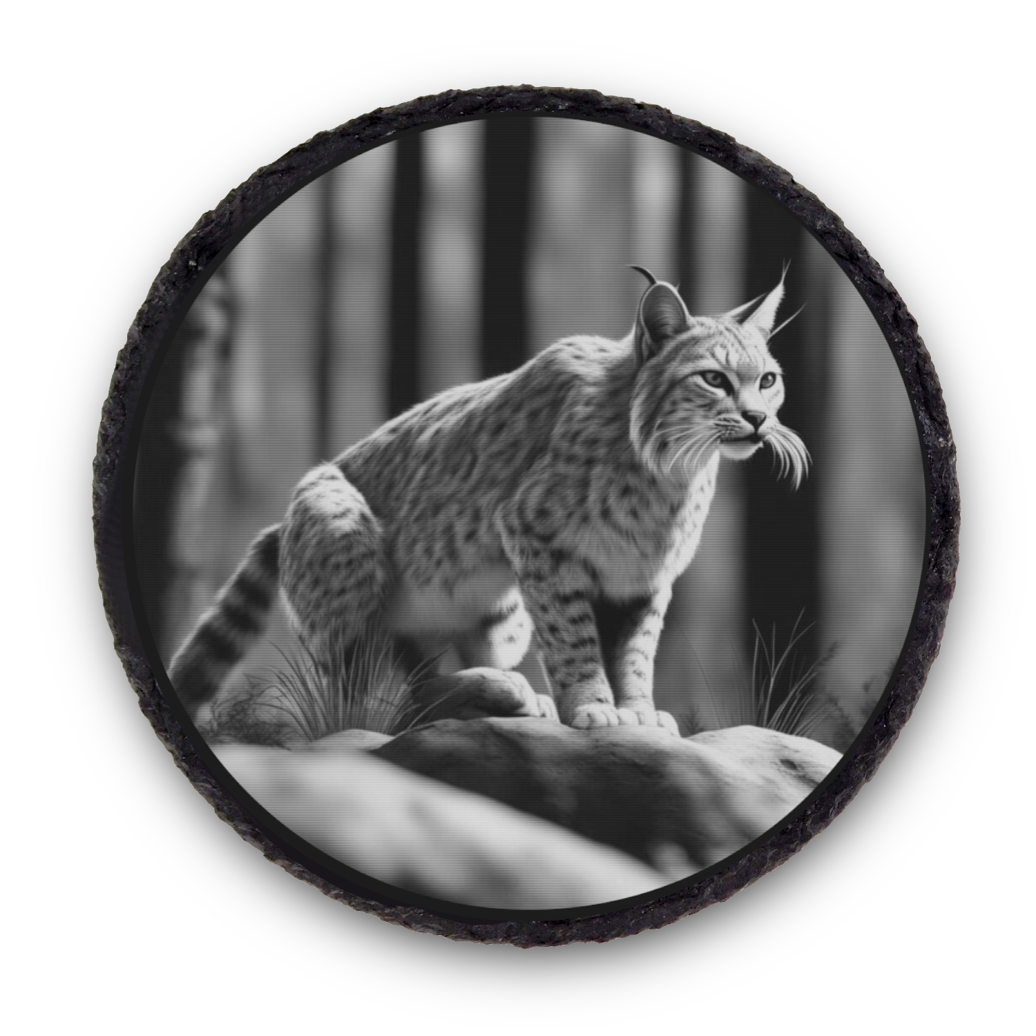 Natural Slate Coaster Bobcat