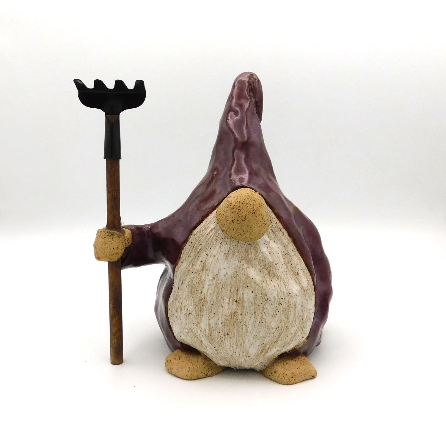 Large Working Gnome Purple with Rake Indoor/Outdoor