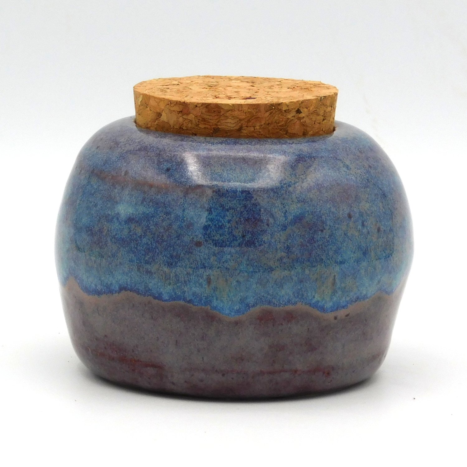Stoneware Keepsake Jar Purple and Blue