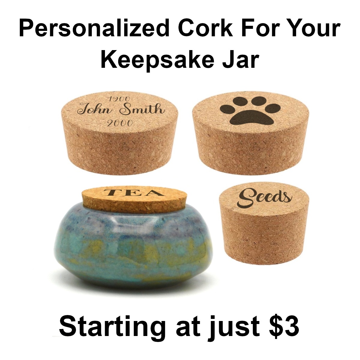 Personalized Cork for Keepsake Jar